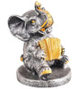 Silver Elephant Musician Figurine – Handcrafted Resin Elephant Statue with Accordion for Lucky Home Décor & Gifts (BLACKLUXE CRAFTS) - BLACKLUXECRAFTS