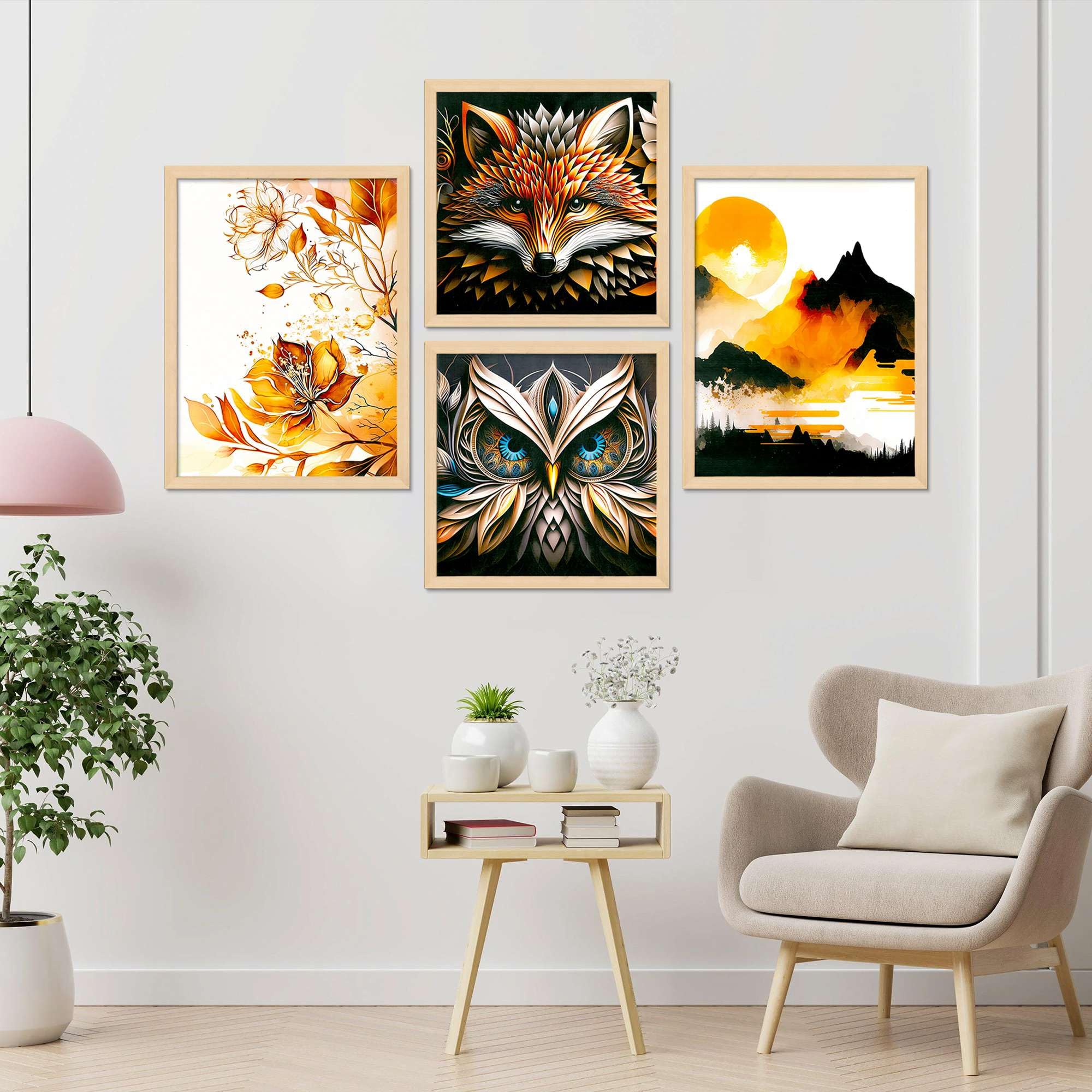Animal & Nature Wall Art Set of 4 | Fox, Owl, Floral & Mountain Framed Prints | Modern Wildlife Artwork for Living Room, Bedroom & Office Decor
( 36X24 Inches ) (BLACKLUXE CRAFTS) - BLACKLUXECRAFTS