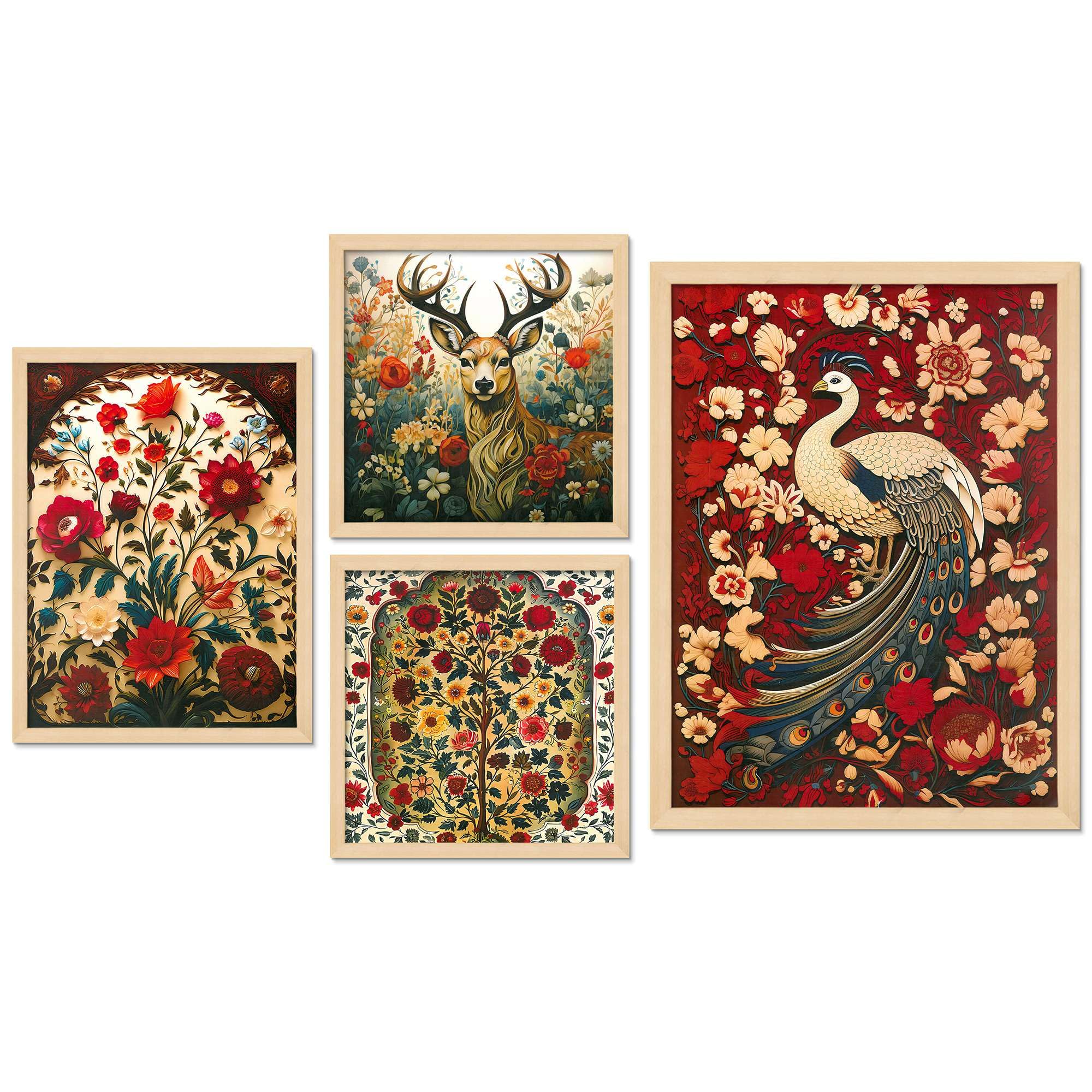 Peacock & Deer Wall Art Set of 4 | Vintage Floral Canvas Prints | Luxury Animal & Nature Wall Decor for Living Room, Bedroom & Office
( 36X24 Inches ) (BLACKLUXE CRAFTS) - BLACKLUXECRAFTS
