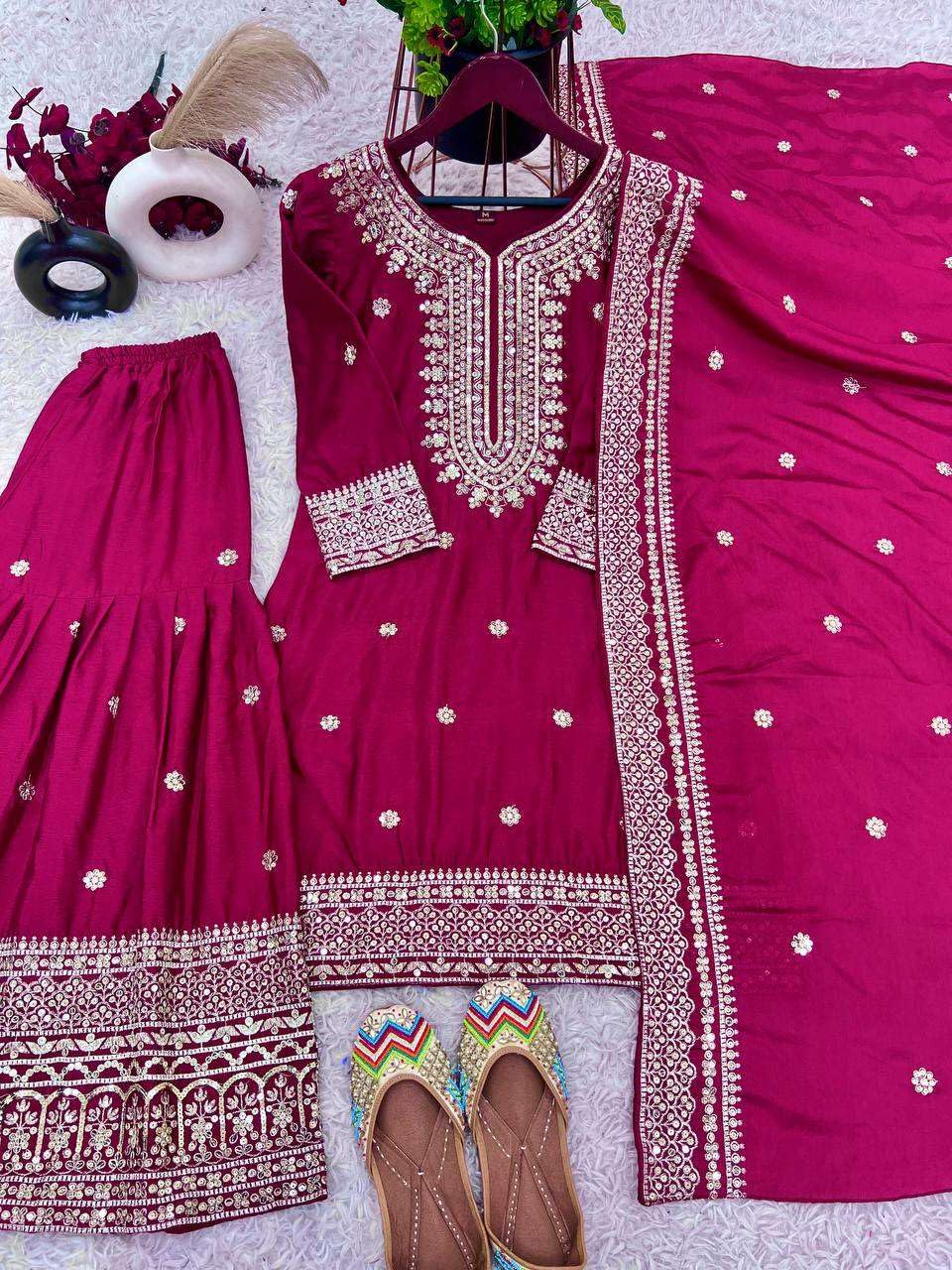 Mirror Work Sharara Suit with Dupatta | Indian Designer Ethnic Wear | Party & Wedding Outfit for Women (BLACKLUXE CRAFTS) - BLACKLUXECRAFTS