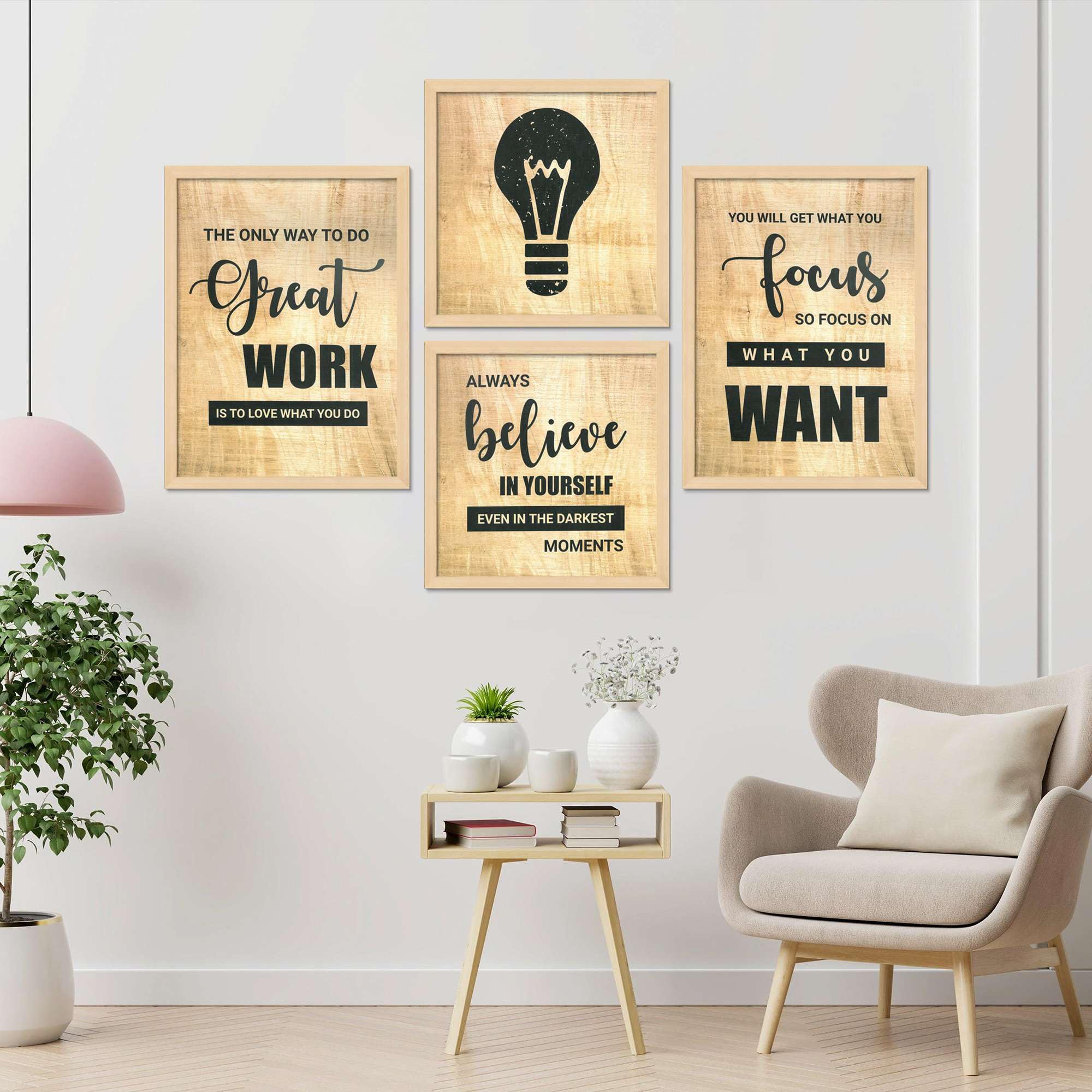 Motivational Quote Wall Art Prints – Inspirational Typography Canvas Set for Office, Living Room & Bedroom | Modern Positive Quote Décor | Handmade in India ( 36X24 Inches ) (BLACKLUXE CRAFTS) - BLACKLUXECRAFTS