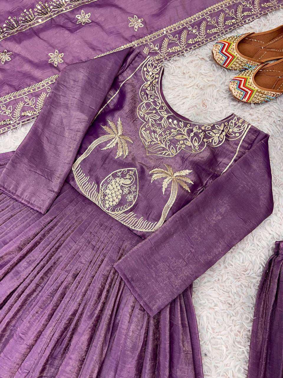 Purple Anarkali Suit with Dupatta – Designer Party Wear Embroidered Long Dress for Women (BLACKLUXE CRAFTS) - BLACKLUXECRAFTS