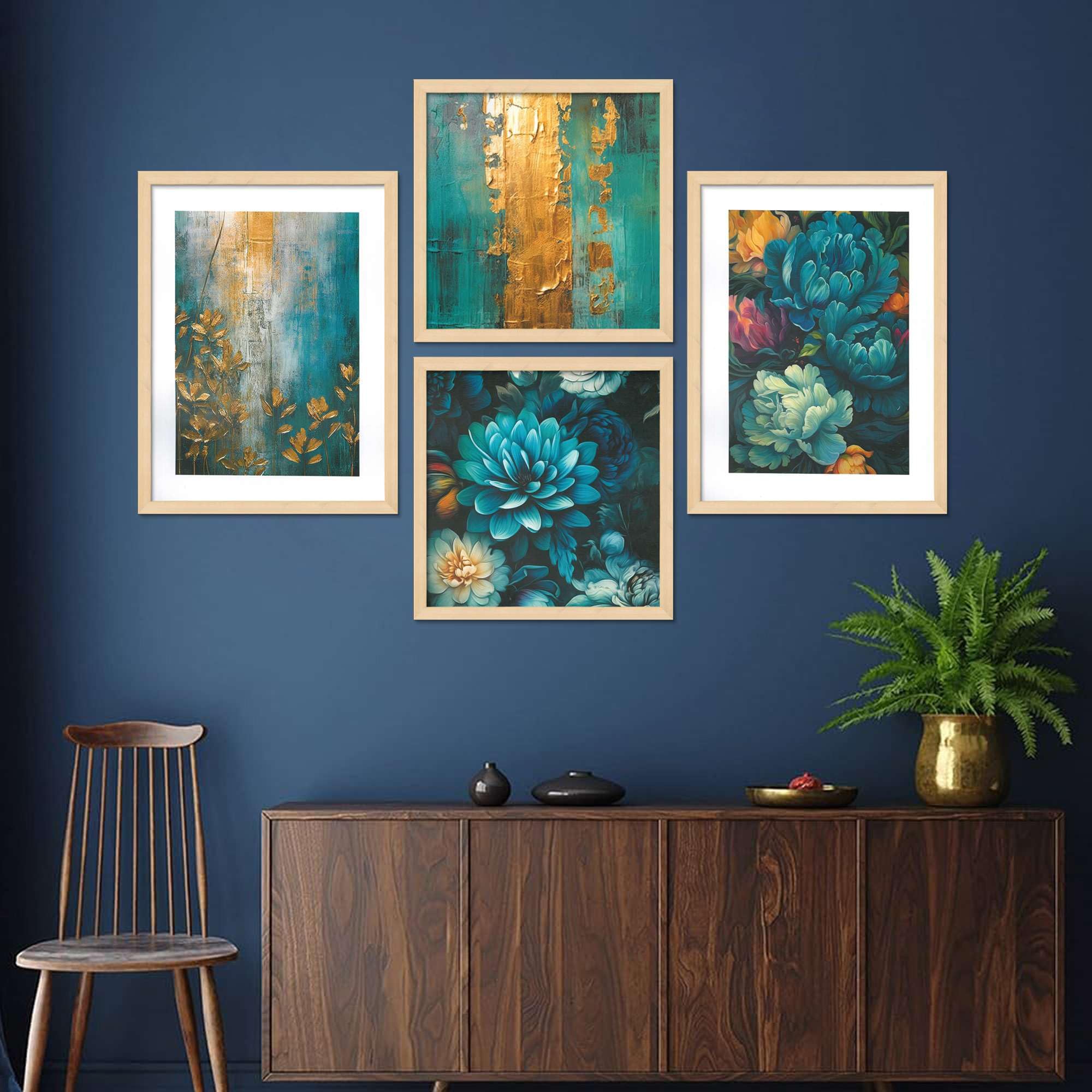 Luxury Teal & Gold Floral Wall Art Set – Modern Abstract Botanical Canvas Prints for Living Room, Bedroom & Office Décor | Handmade in India
( 36X24 Inches ) (BLACKLUXE CRAFTS) - BLACKLUXECRAFTS