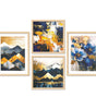 Abstract Blue & Gold Wall Art Prints – Modern Mountain & Floral Canvas Painting Set for Living Room, Bedroom & Office Décor | Handmade Art from India ( 36X24 Inches ) (BLACKLUXE CRAFTS) - BLACKLUXECRAFTS