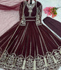 Women's Faux Georgette Embroidered Sequence Work Anarkali Kurti Gown with Net Dupatta (BLACKLUXE CRAFTS) - BLACKLUXECRAFTS