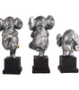 Silver Yoga Elephant Figurine Set – Handcrafted Resin Elephant Statues for Meditation, Luck & Modern Home Décor (Set Of 3) (BLACKLUXE CRAFTS) - BLACKLUXECRAFTS