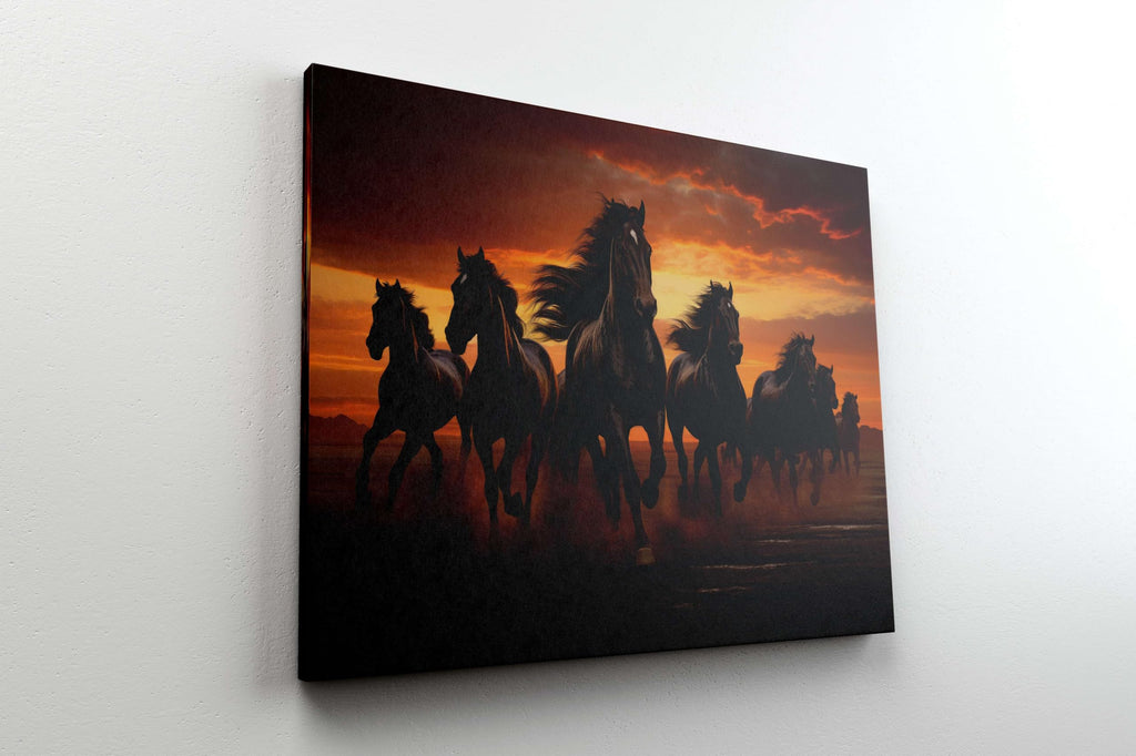 BLACKLUXE LIFESTYLE LTD Seven Horse Painting For Wall Decoration With Frame Canvas Painting For Living Room Bedroom Home Office & Hotels - BLACKLUXECRAFTS