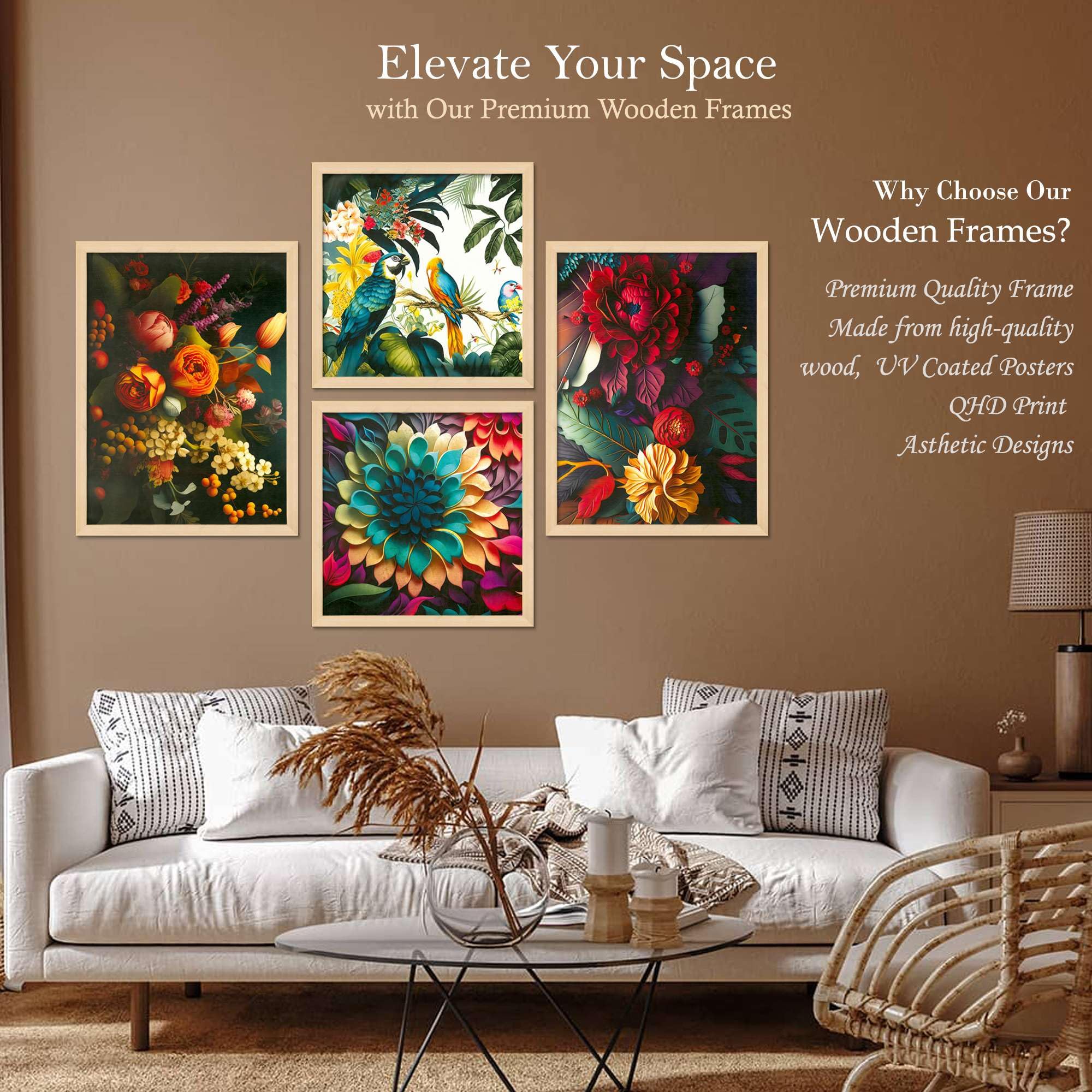 Tropical Parrot & Floral Wall Art Set of 4 | Colorful Botanical & Bird Canvas Prints | Modern Framed Artwork for Living Room, Bedroom & Office Decor
( 36X24 Inches ) (BLACKLUXE CRAFTS) - BLACKLUXECRAFTS