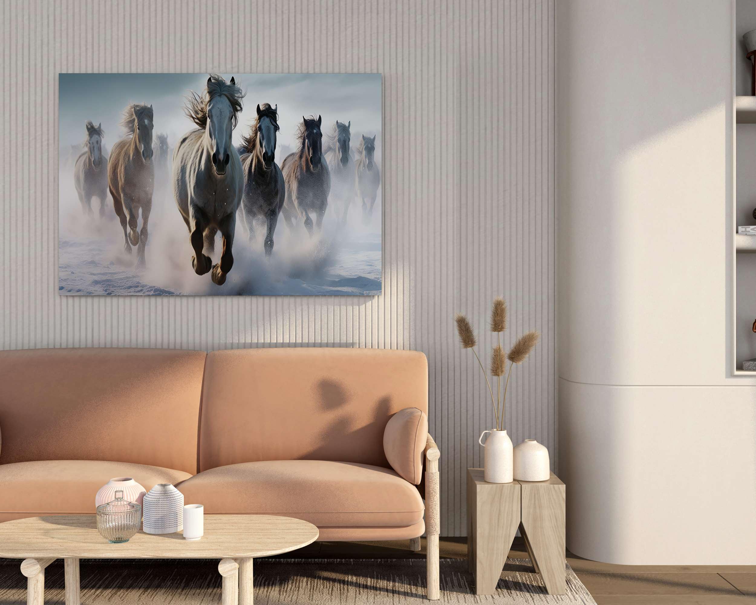 BLACKLUXE LIFESTYLE LTD Seven Horse Painting For Wall Decoration With Frame Canvas Painting For Living Room Bedroom Home Office & Hotels - BLACKLUXECRAFTS