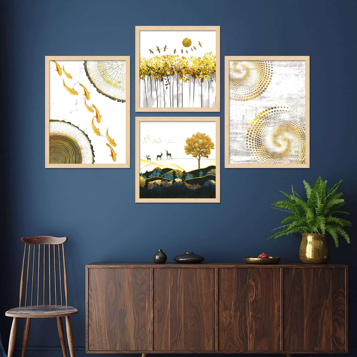 Golden Abstract Wall Art Set of 4 | Modern Luxury Canvas Prints | Framed Decorative Artwork for Living Room, Bedroom & Office Wall Decor
( 36X24 Inches ) (BLACKLUXE CRAFTS) - BLACKLUXECRAFTS