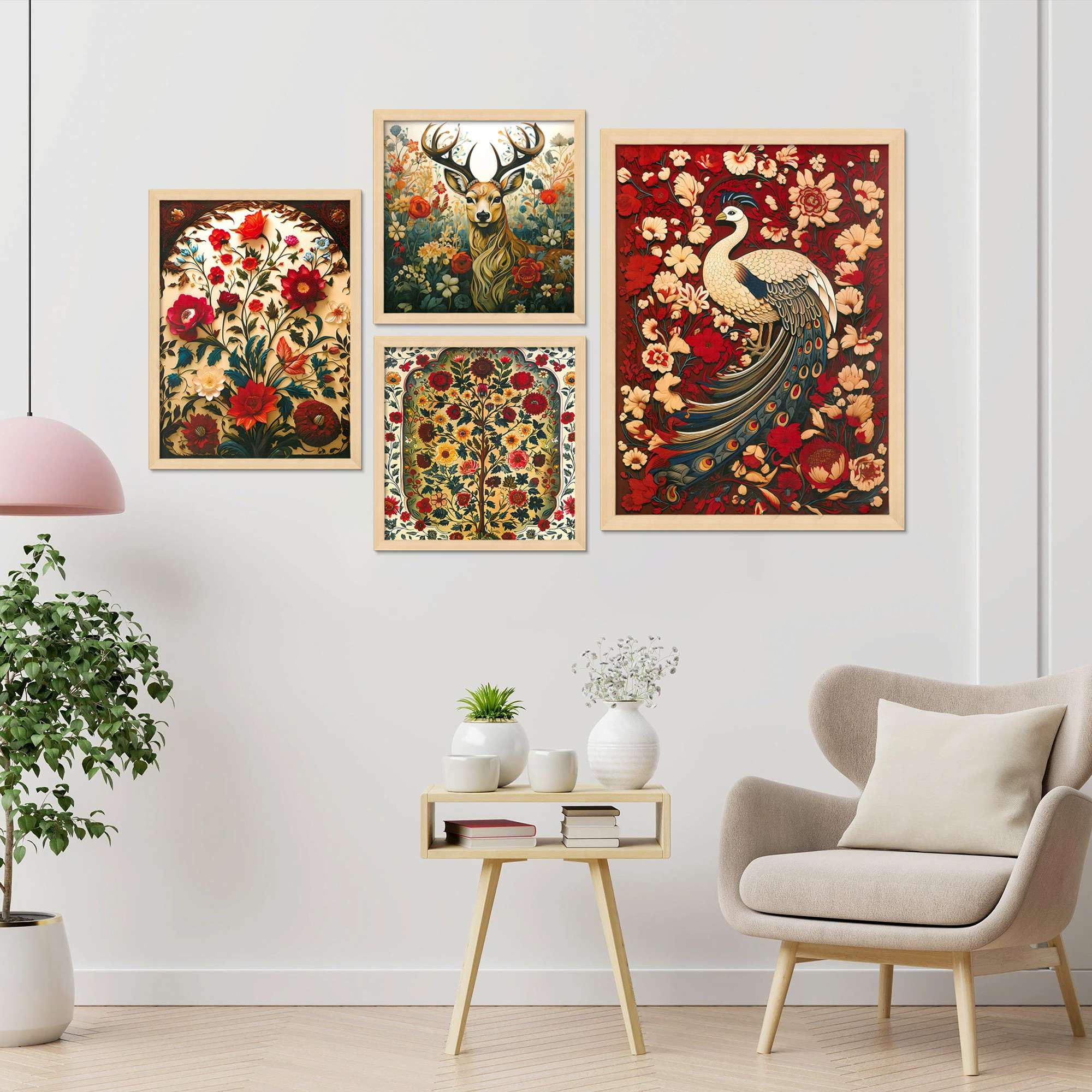 Peacock & Deer Wall Art Set of 4 | Vintage Floral Canvas Prints | Luxury Animal & Nature Wall Decor for Living Room, Bedroom & Office
( 36X24 Inches ) (BLACKLUXE CRAFTS) - BLACKLUXECRAFTS