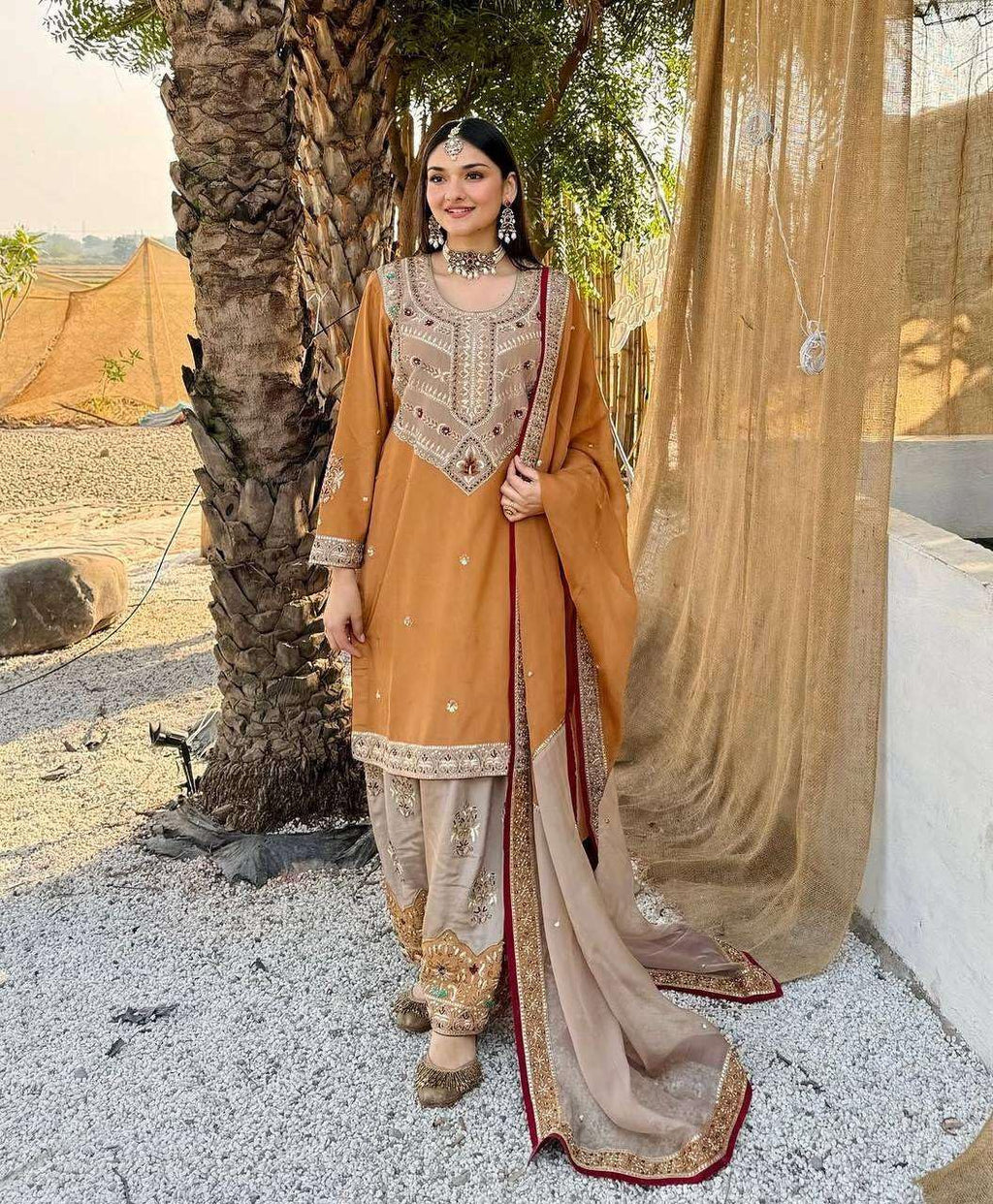 Mustard Embroidered Pakistani Salwar Kameez with Dupatta | Designer Eid & Wedding Wear for Women | Luxury Ethnic Outfit (BLACKLUXE CRAFTS) - BLACKLUXECRAFTS