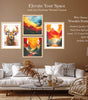 Deer & Mountain Sunset Wall Art Set – Abstract Nature Canvas Prints in Orange, Yellow & Blue | Modern Boho Home Décor for Living Room, Bedroom & Office | Handmade in India ( 36X24 Inches ) (BLACKLUXE CRAFTS) - BLACKLUXECRAFTS