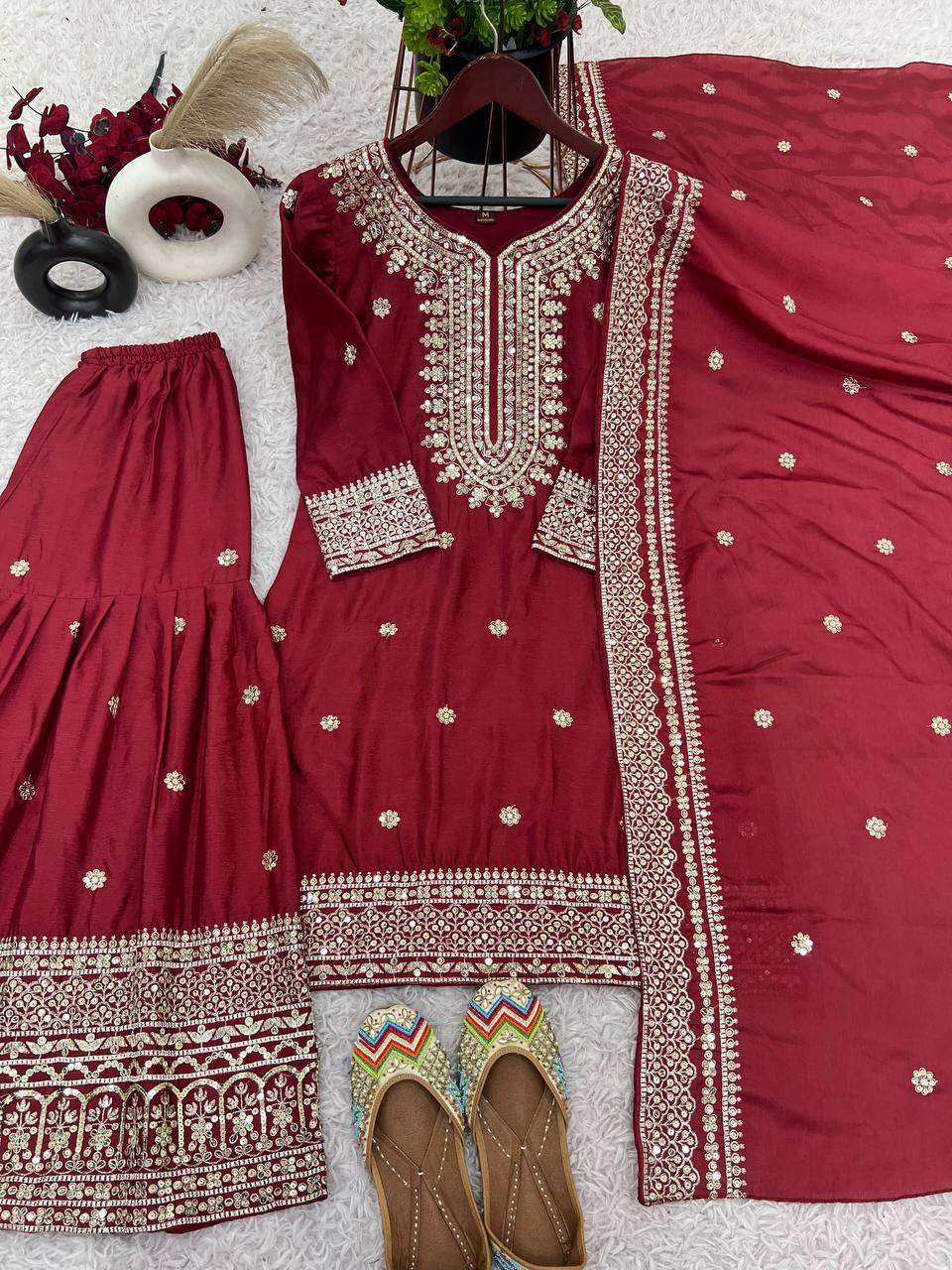 Mirror Work Sharara Suit with Dupatta | Indian Designer Ethnic Wear | Party & Wedding Outfit for Women (BLACKLUXE CRAFTS) - BLACKLUXECRAFTS