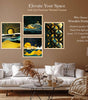 Golden Moon & Abstract Wall Art Set of 4 | Luxury Gold & Blue Landscape Canvas Prints | Modern Framed Artwork for Living Room, Bedroom & Office Decor ( 36X24 Inches ) (BLACKLUXE CRAFTS) - BLACKLUXECRAFTS