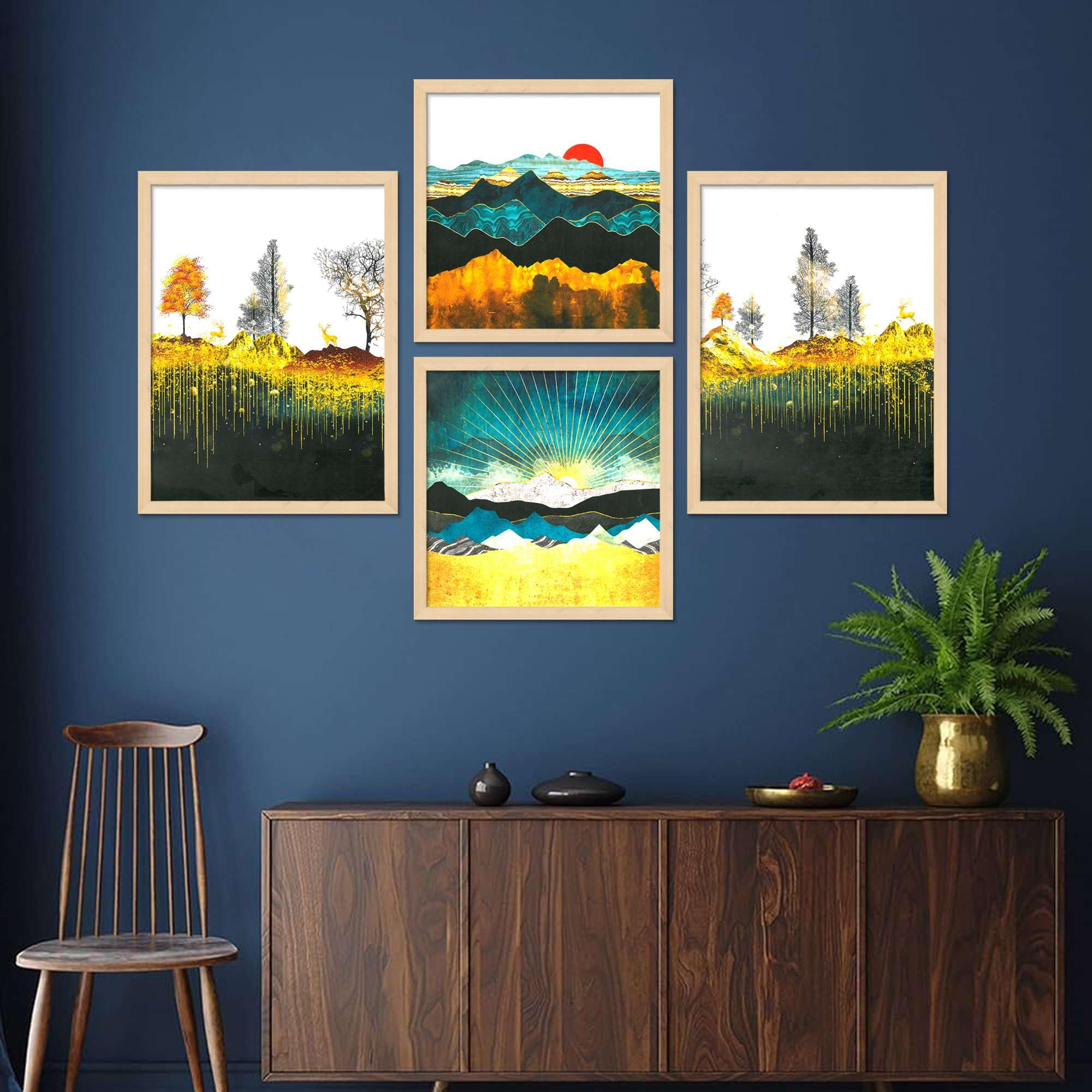 Mountain Landscape Wall Art Set of 4 | Golden Sunrise & Nature Prints | Modern Framed Artwork for Living Room, Bedroom & Office Decor
( 36X24 Inches ) (BLACKLUXE CRAFTS) - BLACKLUXECRAFTS