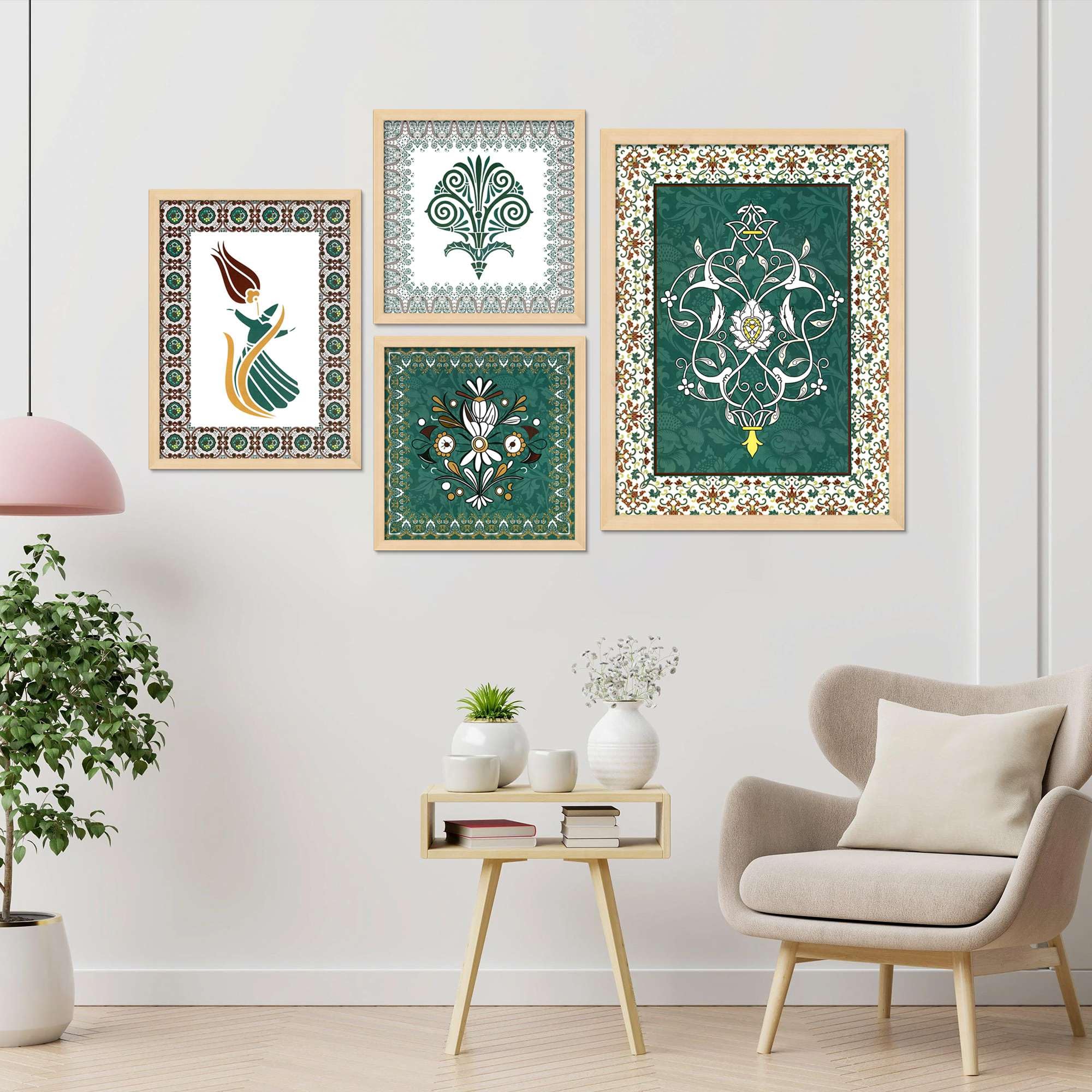 Islamic Wall Art Set of 4 | Arabic Calligraphy & Geometric Prints | Muslim Home Decor | Framed Artwork for Living Room, Mosque & Office
( 36X24 Inches ) (BLACKLUXE CRAFTS) - BLACKLUXECRAFTS
