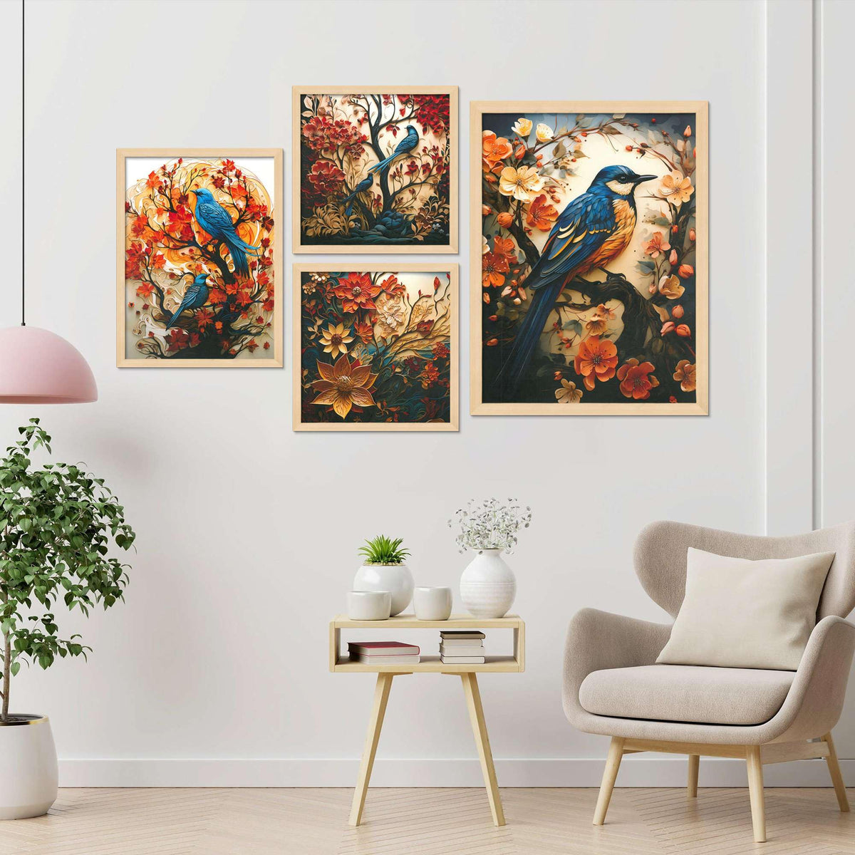 Bird and Floral Wall Art Set of 4 | Colorful Nature Canvas Prints with Blue Birds & Flowers | Elegant Botanical Wall Decor for Living Room & Bedroom
( 36X24 Inches ) (BLACKLUXE CRAFTS) - BLACKLUXECRAFTS
