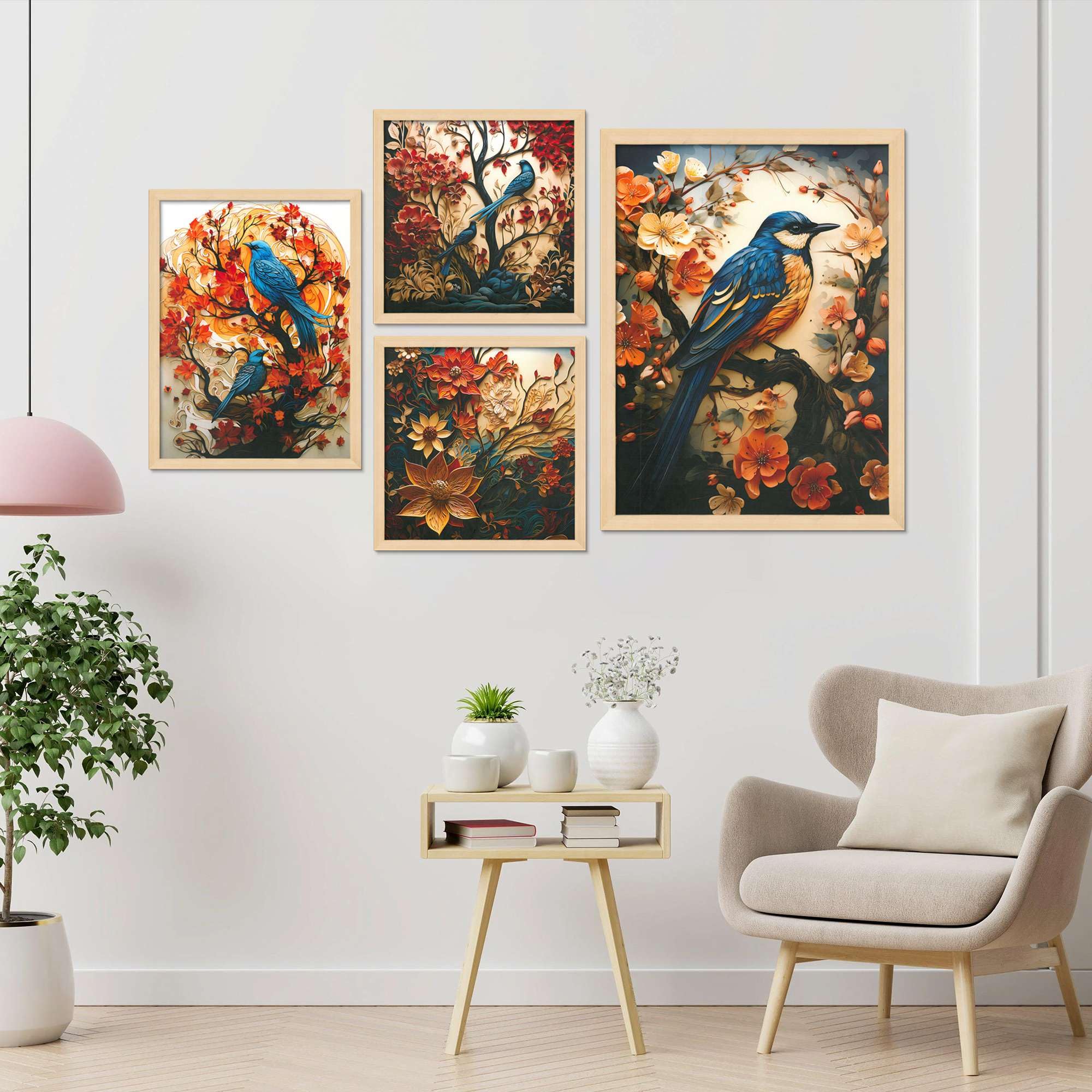 Bird and Floral Wall Art Set of 4 | Colorful Nature Canvas Prints with Blue Birds & Flowers | Elegant Botanical Wall Decor for Living Room & Bedroom
( 36X24 Inches ) (BLACKLUXE CRAFTS) - BLACKLUXECRAFTS
