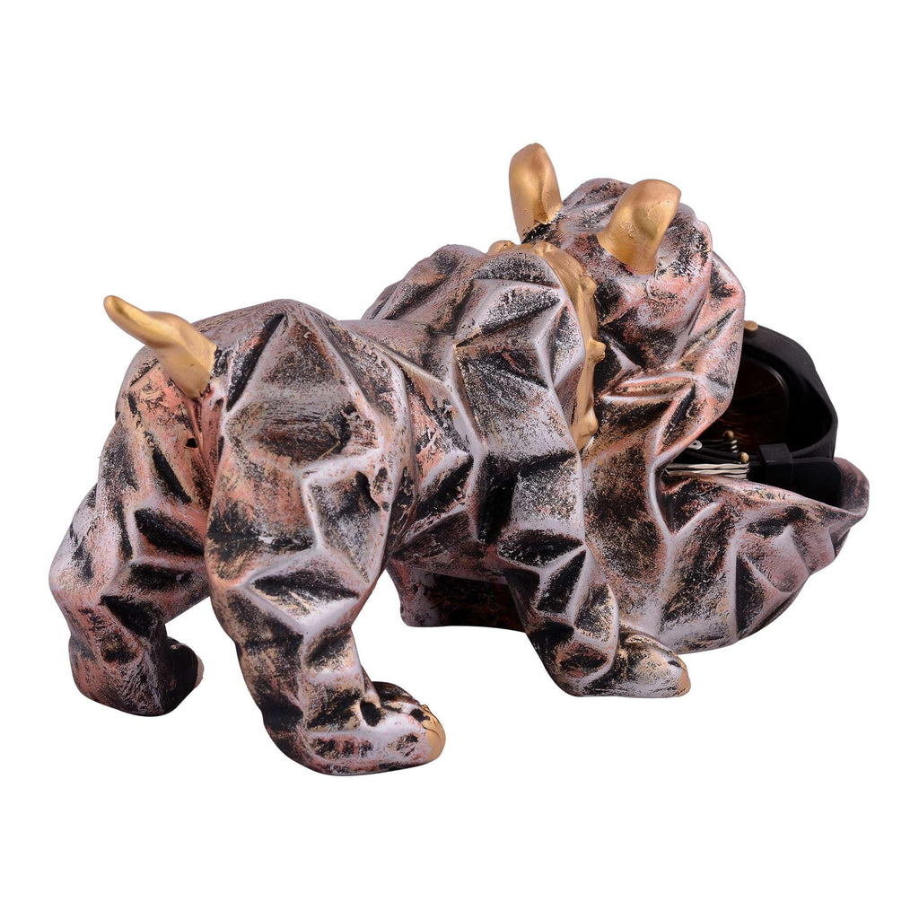 Geometric Bulldog Figurine Jewelry & Watch Holder – Resin Dog Statue with Golden Accents, Modern Decorative Storage Box for Home & Office (BLACKLUXE CRAFTS) - BLACKLUXECRAFTS