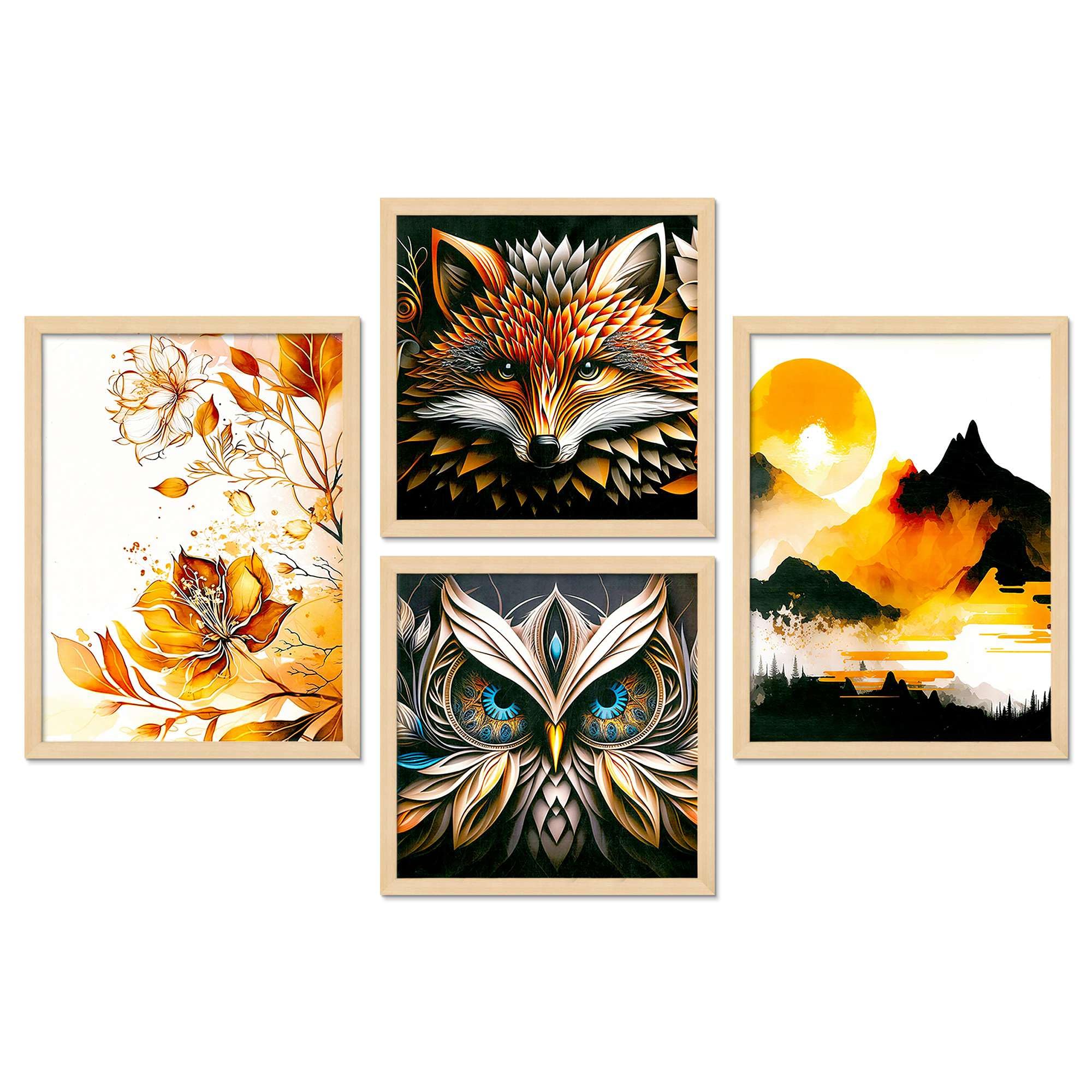 Animal & Nature Wall Art Set of 4 | Fox, Owl, Floral & Mountain Framed Prints | Modern Wildlife Artwork for Living Room, Bedroom & Office Decor
( 36X24 Inches ) (BLACKLUXE CRAFTS) - BLACKLUXECRAFTS