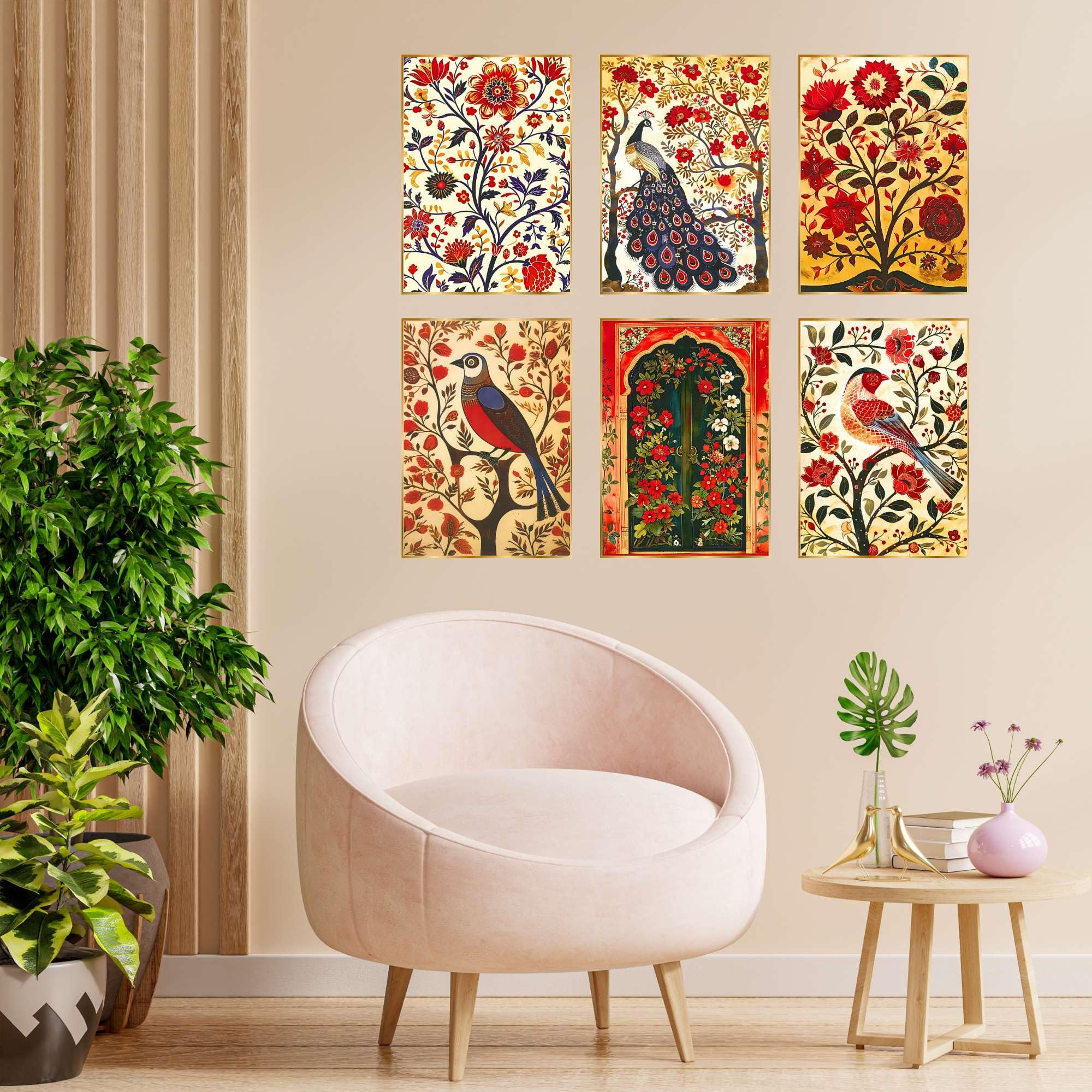 BLACKLUXE LIFESTYLE LTD Set of Six Wall Paintings for Wall Dacoration Golden Framed Wall Paintings for Living Room & Bedroom Wall Art for Home Decoration & Office Wall Décor - BLACKLUXECRAFTS