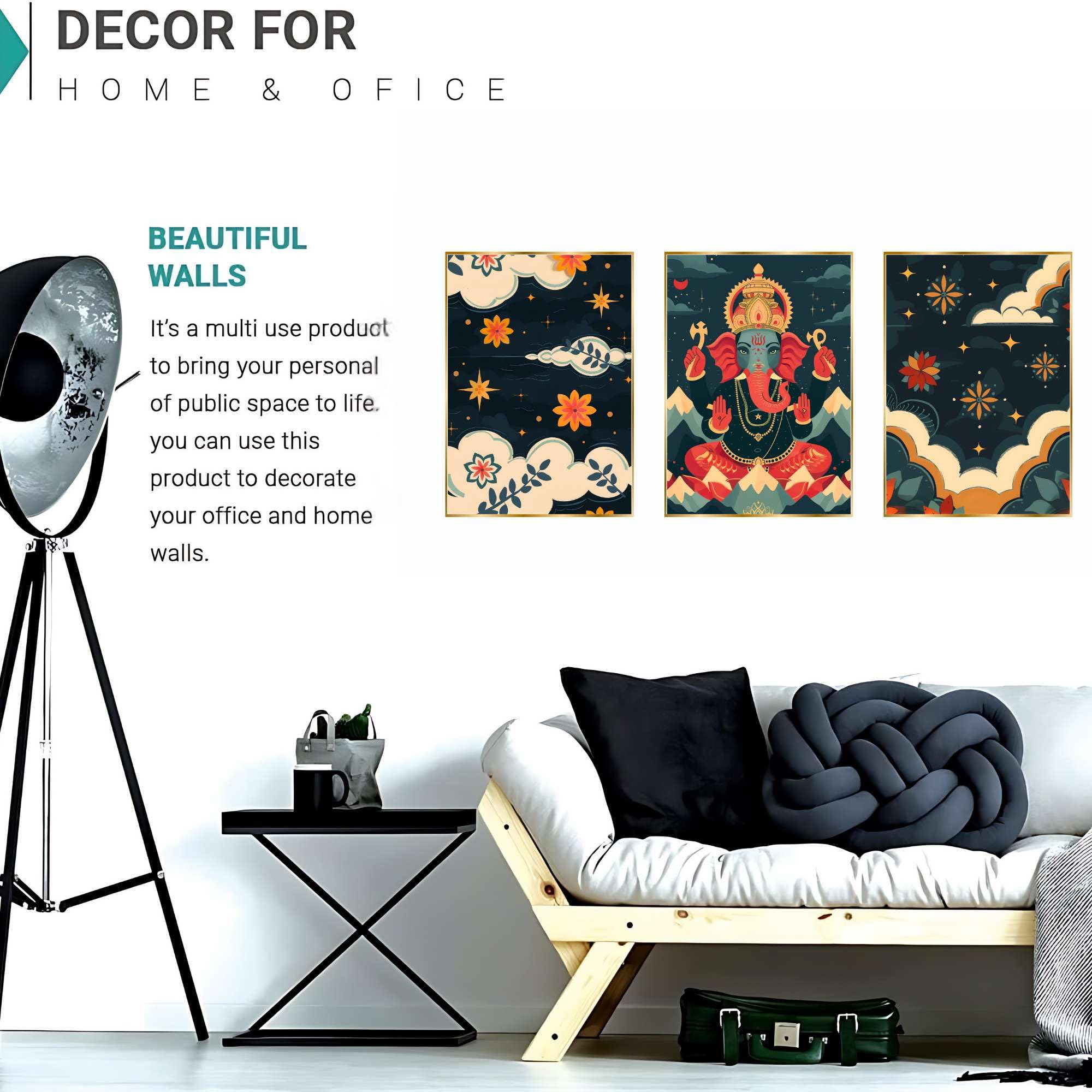 BLACKLUXE LIFESTYLE LTD Set of Three Wall Paintings for Wall Dacoration Golden Framed Wall Paintings for Living Room & Bedroom Wall Art for Home Decoration & Office Wall Décor - BLACKLUXECRAFTS