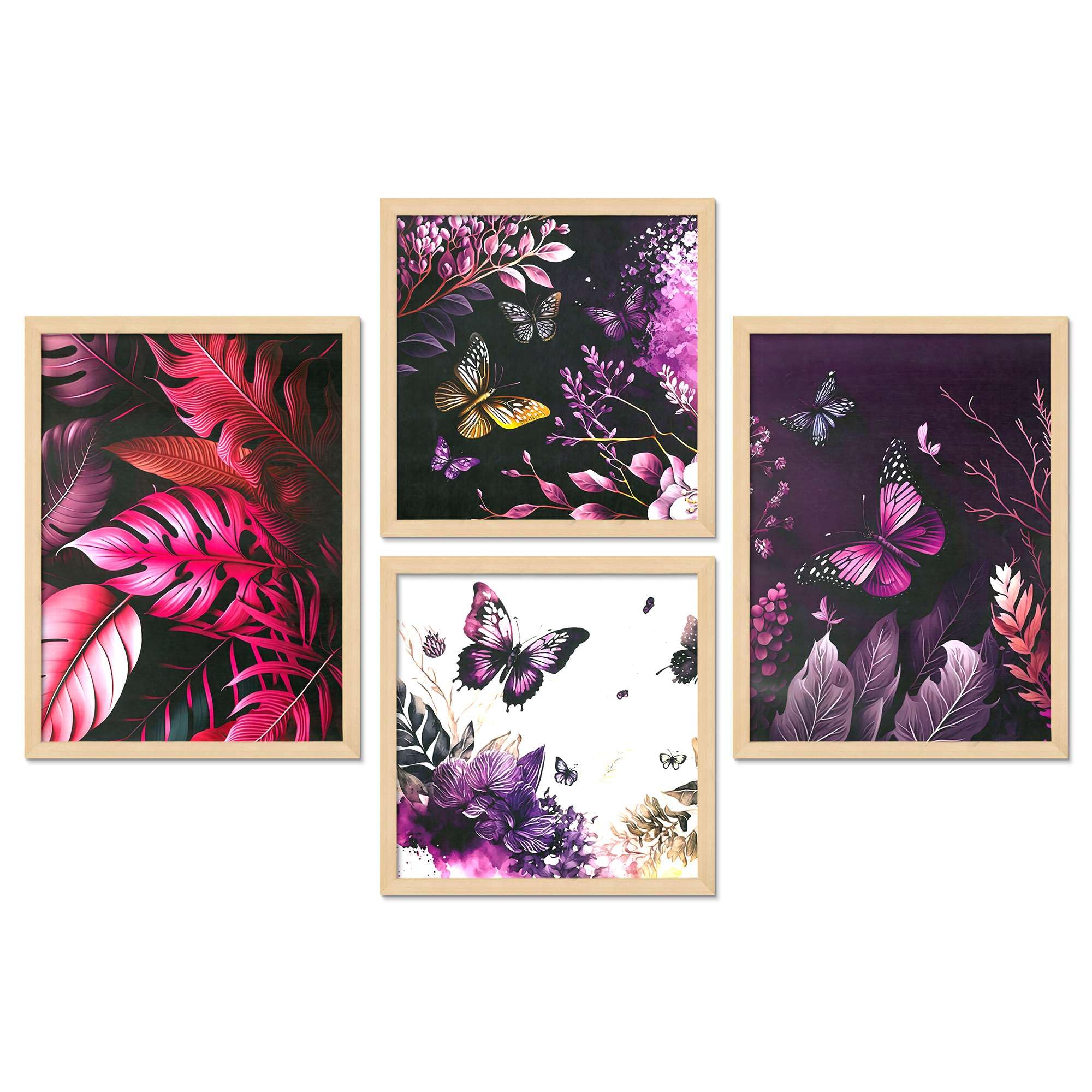 Purple Butterfly & Floral Wall Art Set of 4 | Modern Nature Canvas Prints | Elegant Framed Artwork for Living Room, Bedroom & Home Decor
( 36X24 Inches ) (BLACKLUXE CRAFTS) - BLACKLUXECRAFTS