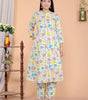 Women's Cotton Floral Printed Mandarin Collar A-Line Kurti with Pant (Cream)(BLACKLUXE CRAFTS) - BLACKLUXECRAFTS