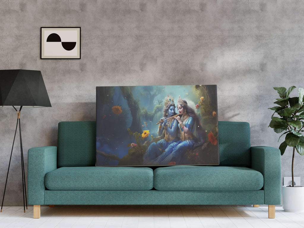 BLACKLUXE LIFESTYLE LTD Radha Krishna Paintings For Wall Decoration With Frame Canvas Painting For Living Room Bedroom Home Office & Hotels - BLACKLUXECRAFTS