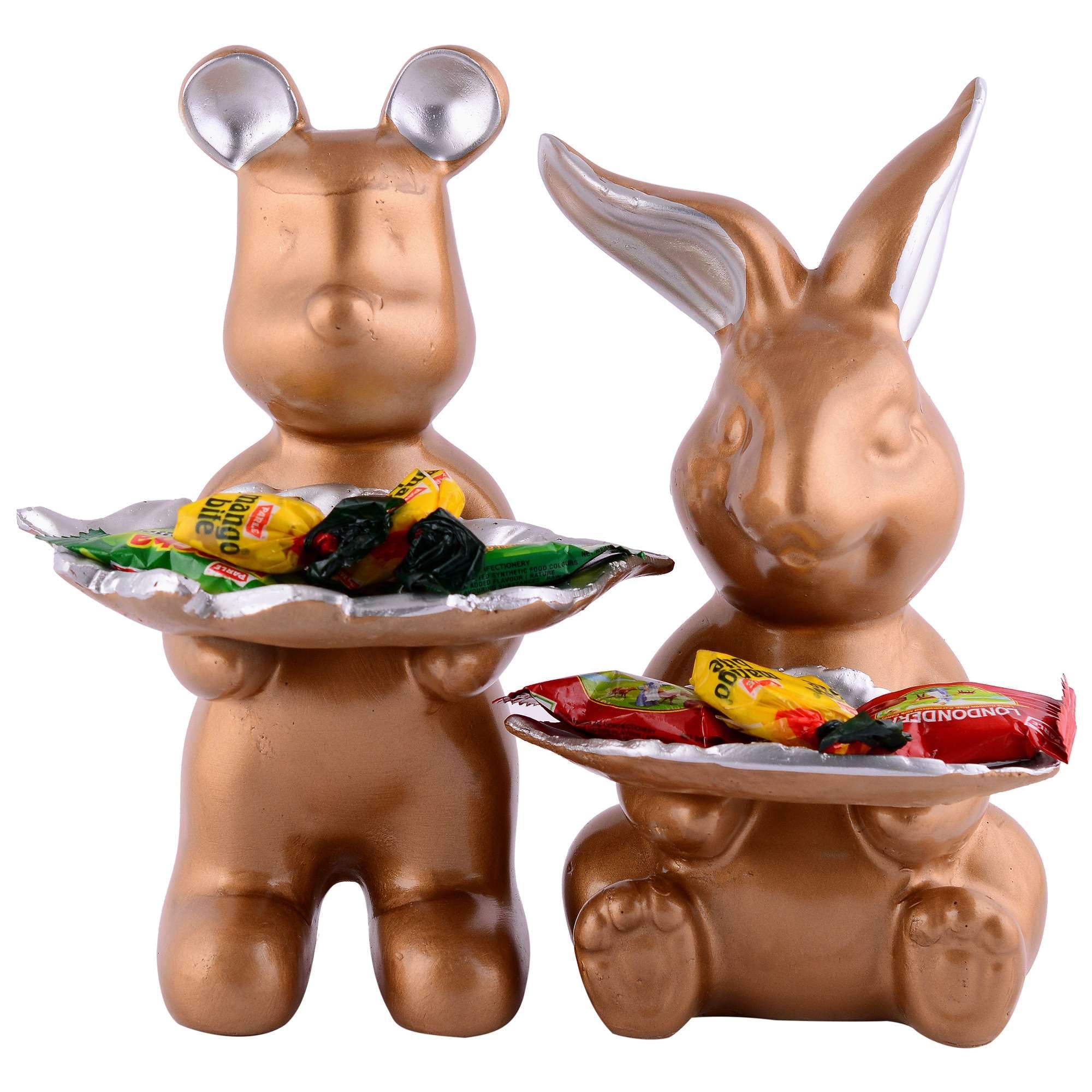 Cute Animal Candy Holder Set – Decorative Bunny & Bear Figurine Bowls for Sweets, Snacks & Chocolate | Resin Tabletop Décor for Home & Kids Room
(13 cm) (BLACKLUXE CRAFTS) - BLACKLUXECRAFTS