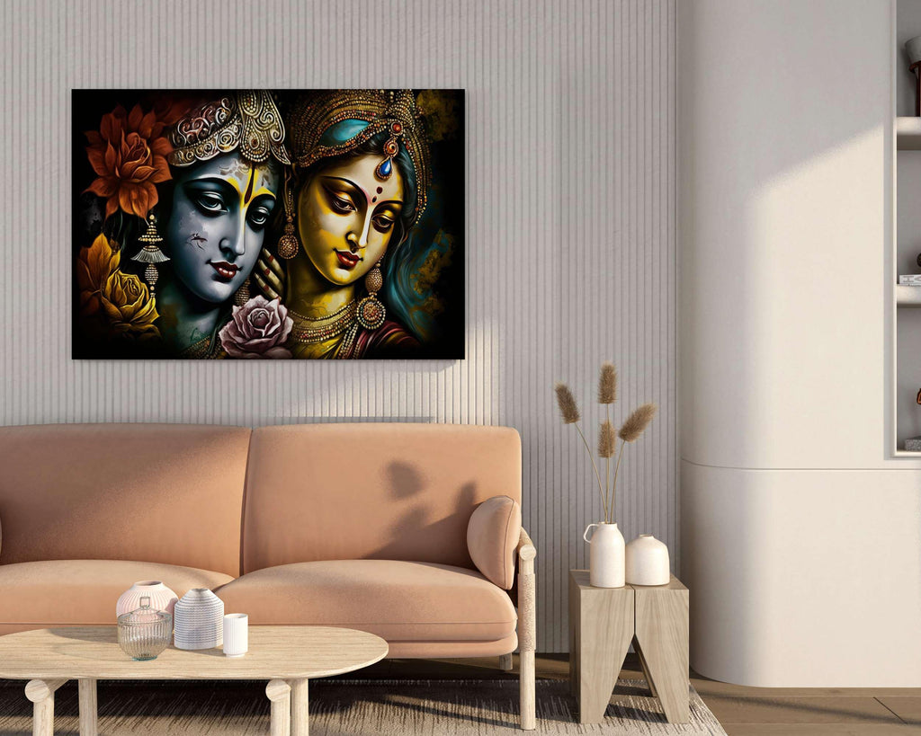BLACKLUXE LIFESTYLE LTD Radha Krishna Paintings For Wall Decoration With Frame Canvas Painting For Living Room Bedroom Home Office & Hotels - BLACKLUXECRAFTS