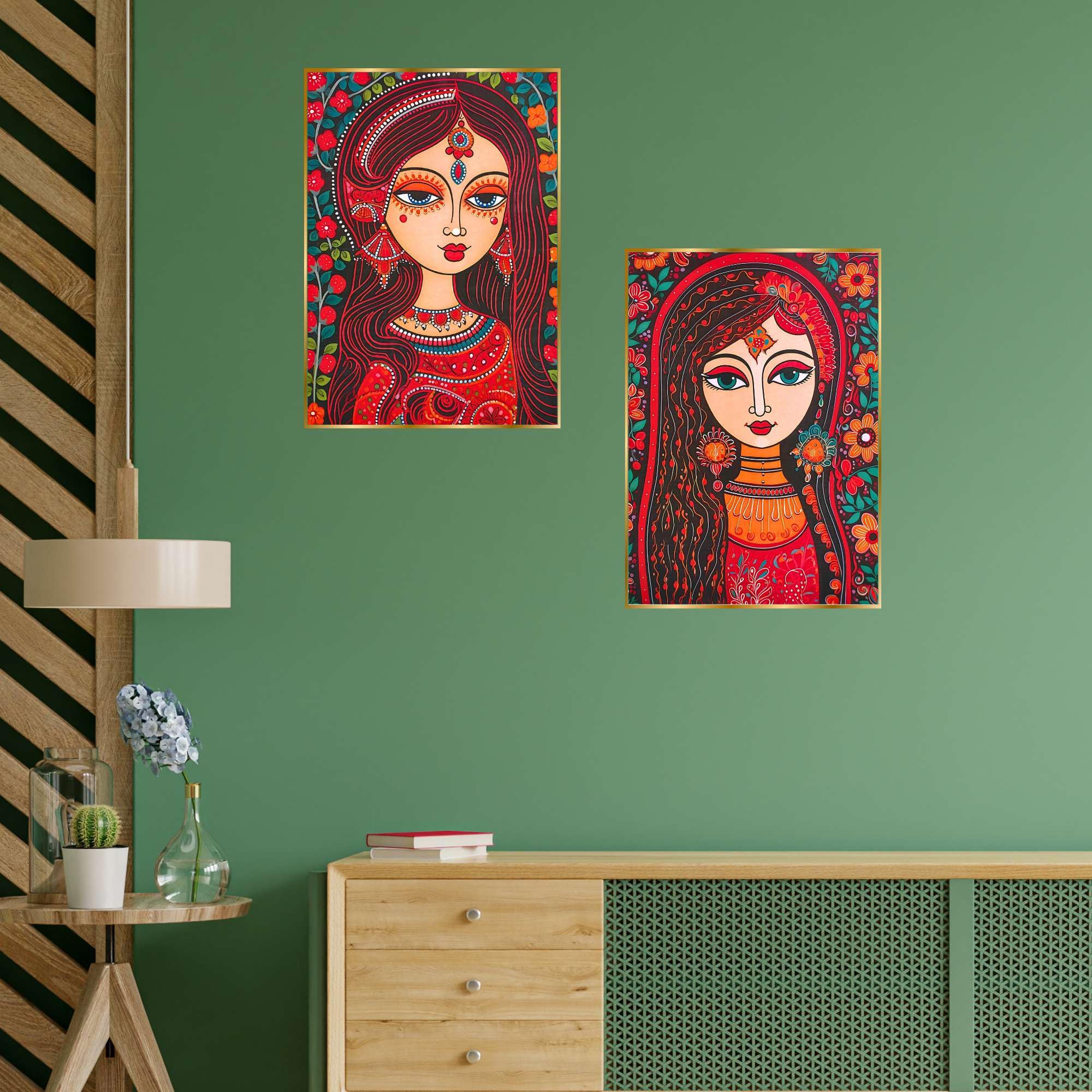 BLACKLUXE LIFESTYLE LTD Set of Two Wall Paintings for Wall Dacoration Golden Framed Wall Paintings for Living Room & Bedroom Wall Art for Home Decoration & Office Wall Décor - BLACKLUXECRAFTS