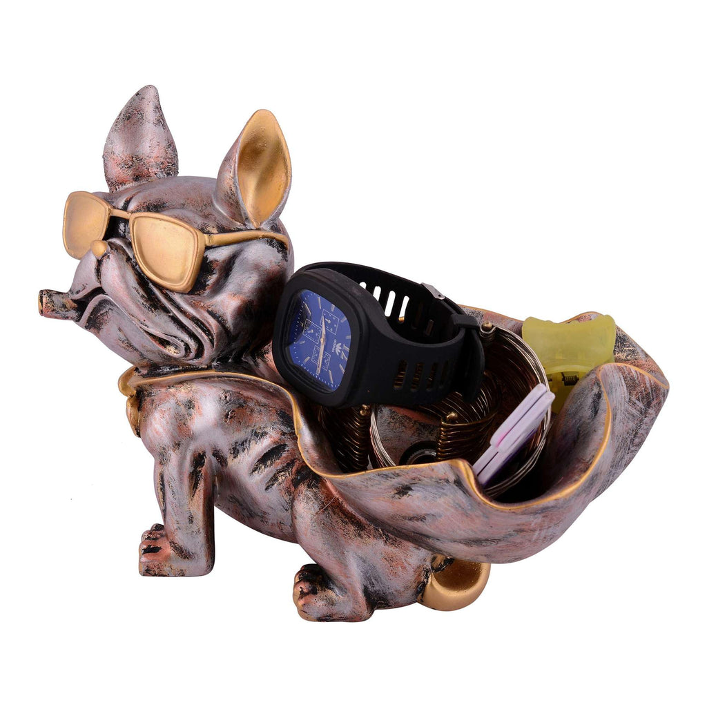 Cool Bulldog Figurine Storage Organizer – Resin Dog Statue with Sunglasses & Golden Accents, Jewelry & Watch Holder for Home Décor (BLACKLUXE CRAFTS) - BLACKLUXECRAFTS