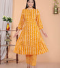 Women's Cotton Floral Printed Mandarin Collar A-Line Kurti with Pant (Orange) (BLACKLUXE CRAFTS) - BLACKLUXECRAFTS