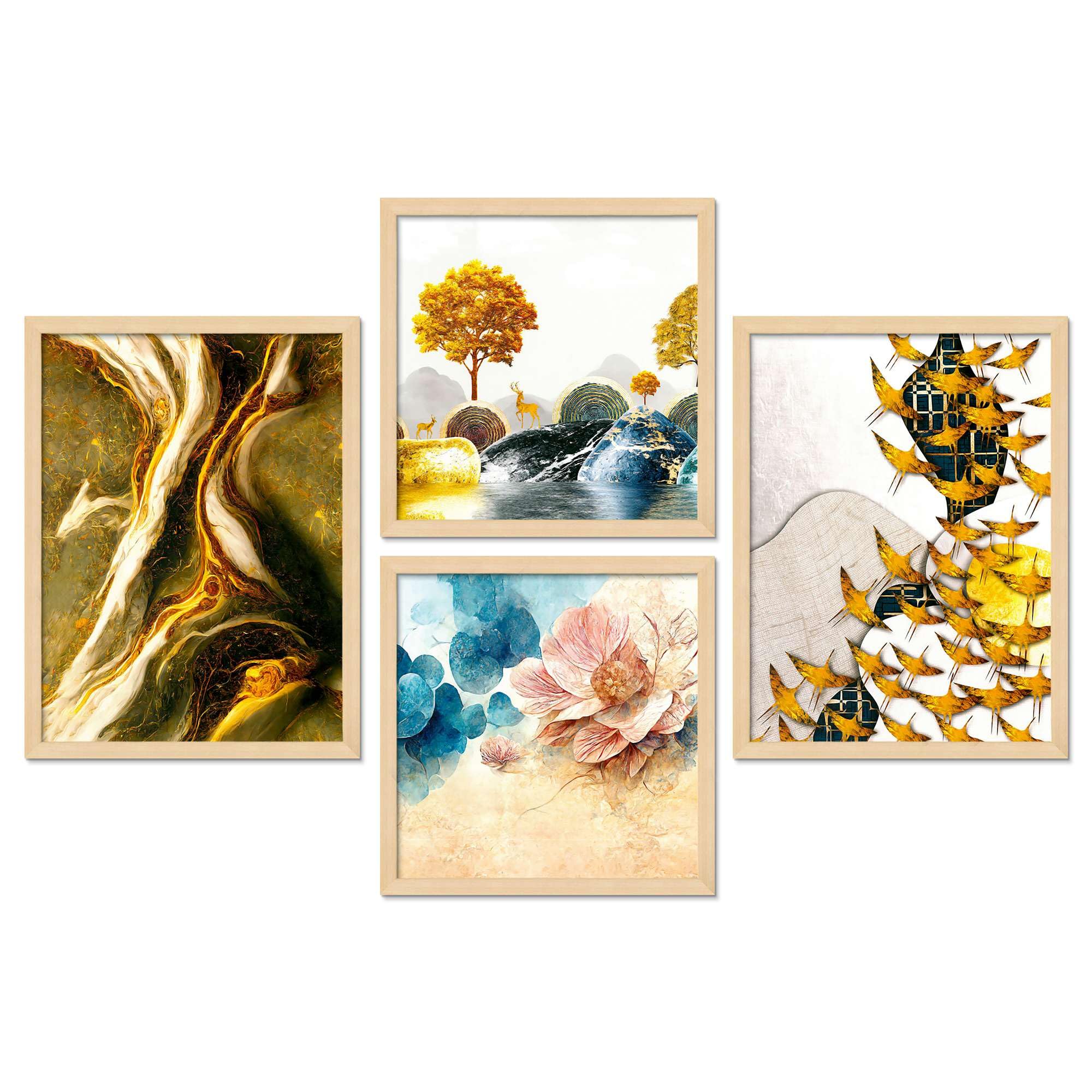 Abstract Nature Wall Art Set of 4 | Golden Tree, Floral & Modern Canvas Prints | Luxury Framed Artwork for Living Room, Bedroom & Office Decor
( 36X24 Inches ) (BLACKLUXE CRAFTS) - BLACKLUXECRAFTS