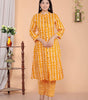 Women's Cotton Floral Printed Mandarin Collar A-Line Kurti with Pant (Orange) (BLACKLUXE CRAFTS) - BLACKLUXECRAFTS