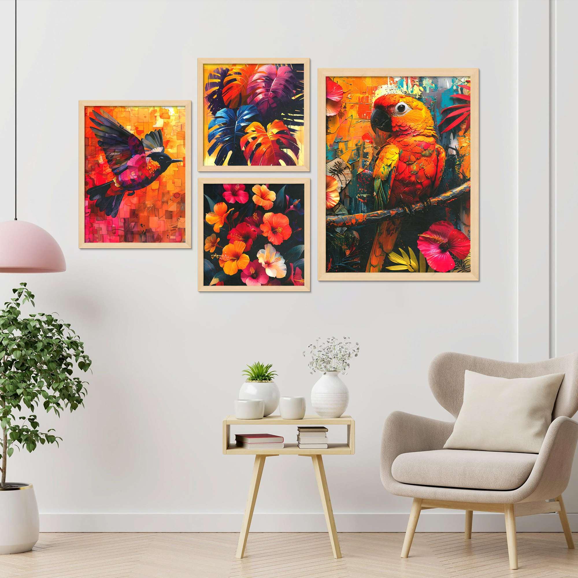 Tropical Parrot Wall Art Set of 4 | Colorful Bird & Floral Canvas Prints | Exotic Jungle Theme Home Decor for Living Room, Bedroom & Office
( 36X24 Inches ) (BLACKLUXE CRAFTS) - BLACKLUXECRAFTS