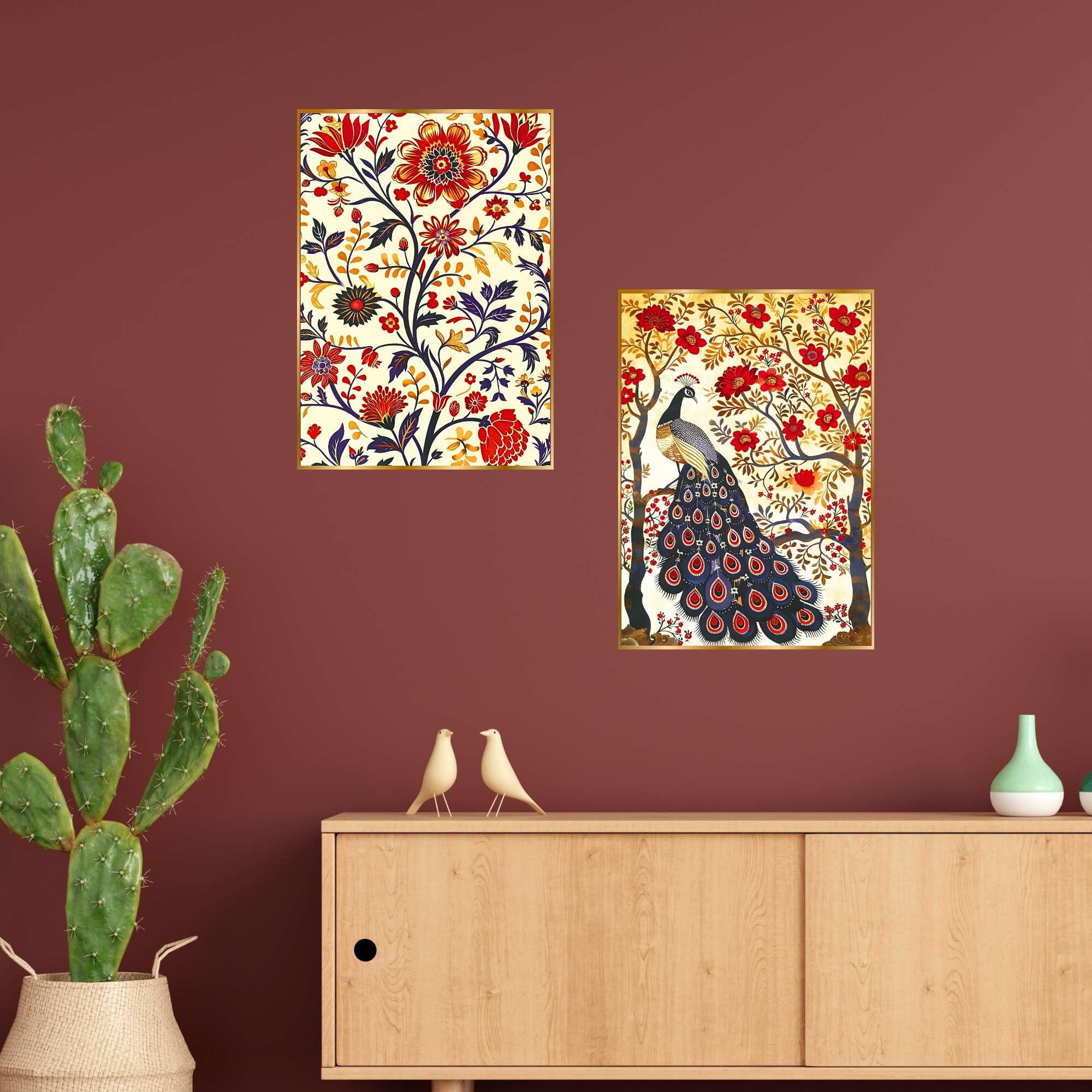 BLACKLUXE LIFESTYLE LTD Set of Two Wall Paintings for Wall Dacoration Golden Framed Wall Paintings for Living Room & Bedroom Wall Art for Home Decoration & Office Wall Décor - BLACKLUXECRAFTS