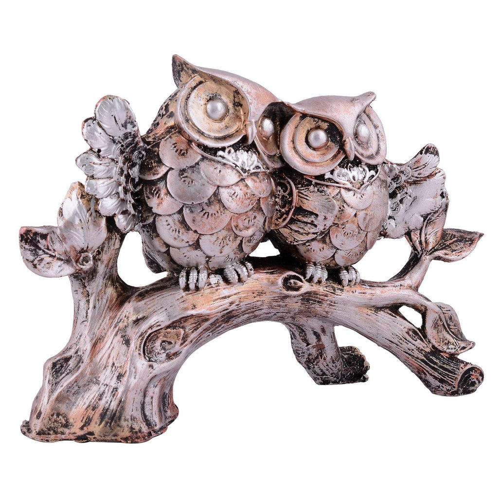 Vintage Twin Owl Figurine on Tree Branch – Handcrafted Resin Owl Statue for Home Décor & Gifting (BLACKLUXE CRAFTS) - BLACKLUXECRAFTS