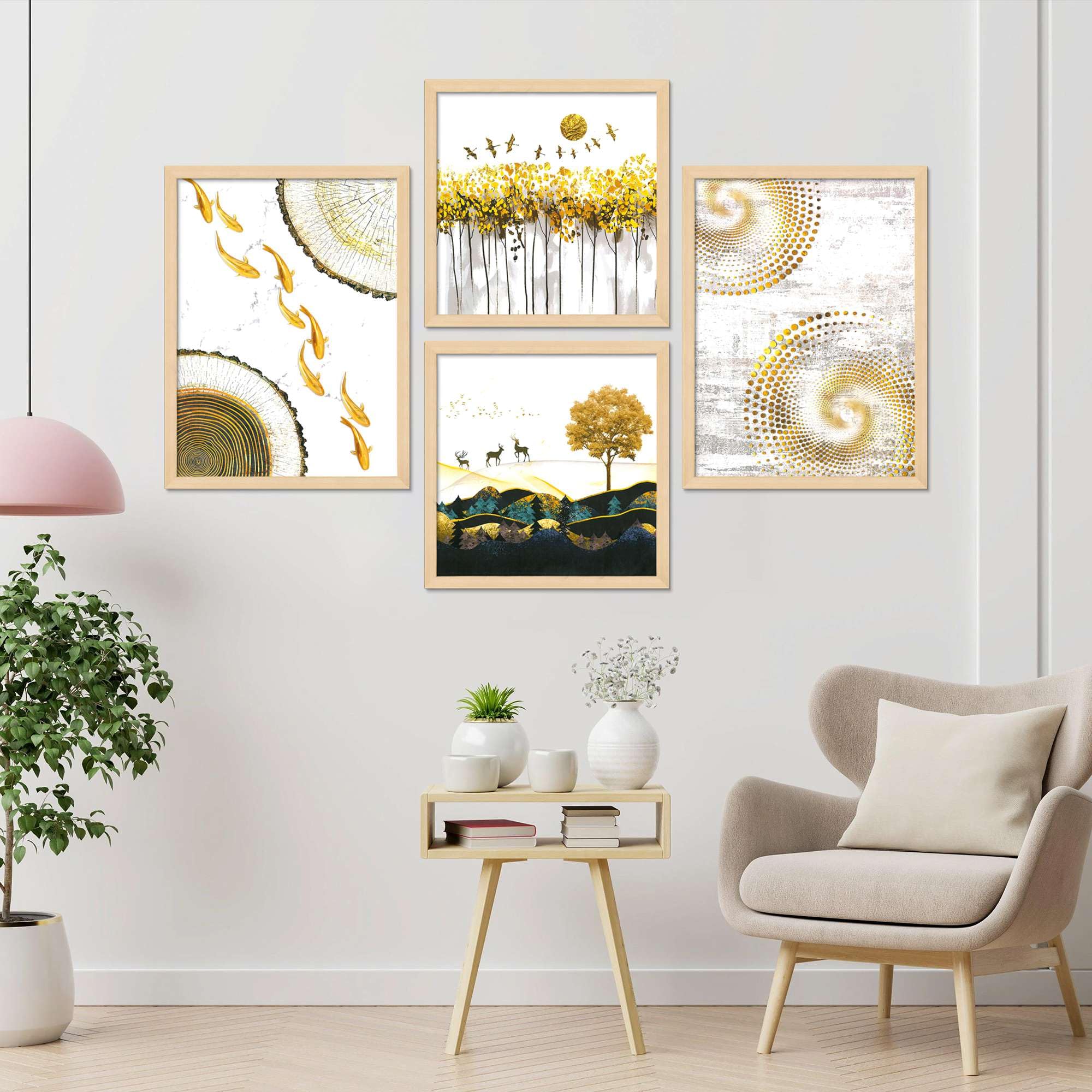 Golden Abstract Wall Art Set of 4 | Modern Luxury Canvas Prints | Framed Decorative Artwork for Living Room, Bedroom & Office Wall Decor
( 36X24 Inches ) (BLACKLUXE CRAFTS) - BLACKLUXECRAFTS