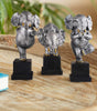 Silver Yoga Elephant Figurine Set – Handcrafted Resin Elephant Statues for Meditation, Luck & Modern Home Décor (Set Of 3) (BLACKLUXE CRAFTS) - BLACKLUXECRAFTS