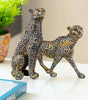 Handmade Colorful Leopard Figurines Set – Artistic Resin Cheetah Statues with Intricate Carved Patterns for Modern Home Décor Set Of Two (BLACKLUXE CRAFTS) - BLACKLUXECRAFTS