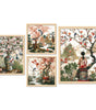 Oriental Cherry Blossom Wall Art Set of 4 | Japanese Chinese Style Canvas Prints with Birds & Nature | Elegant Asian Wall Decor for Living Room & Bedroom ( 36X24 Inches ) (BLACKLUXE CRAFTS) - BLACKLUXECRAFTS