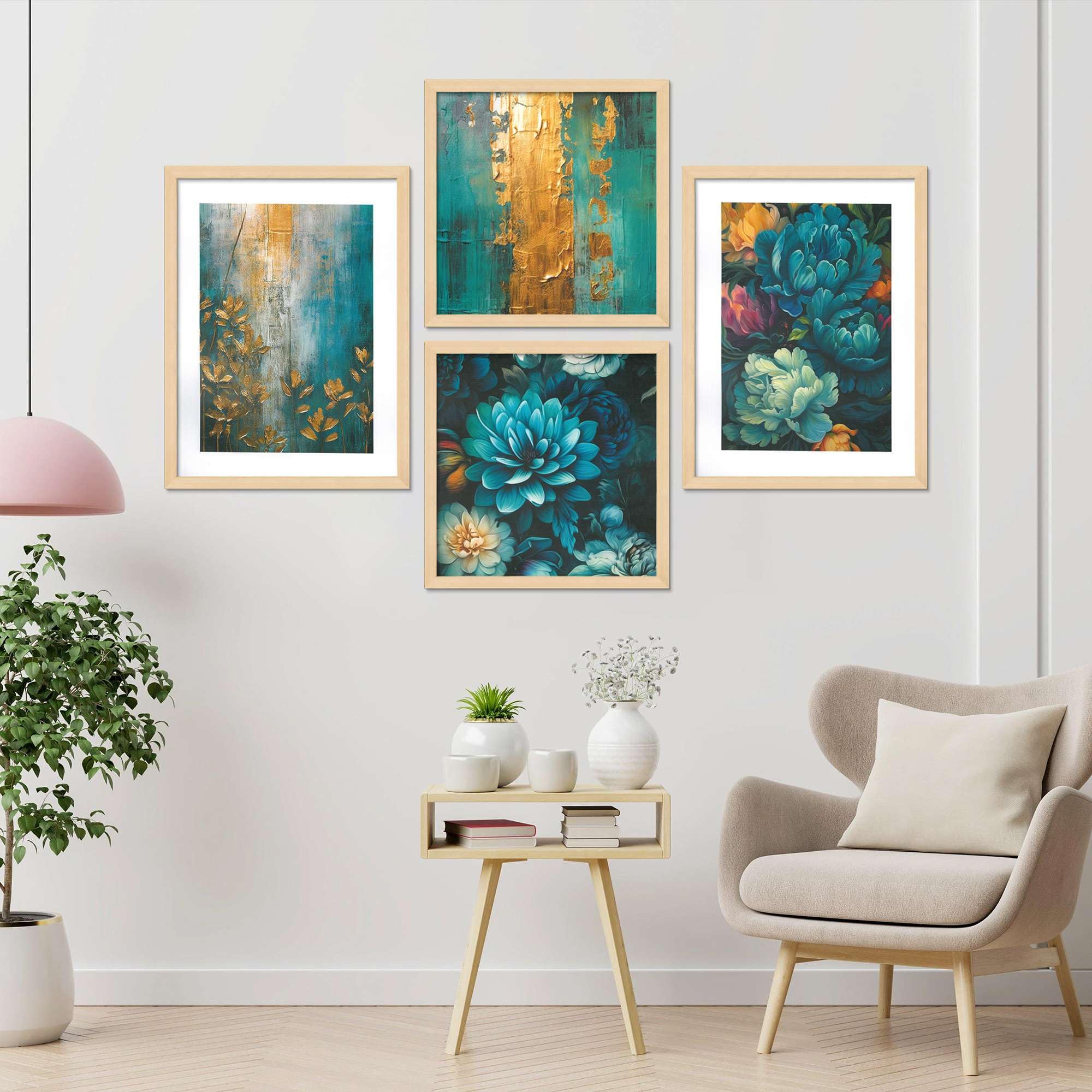 Luxury Teal & Gold Floral Wall Art Set – Modern Abstract Botanical Canvas Prints for Living Room, Bedroom & Office Décor | Handmade in India
( 36X24 Inches ) (BLACKLUXE CRAFTS) - BLACKLUXECRAFTS