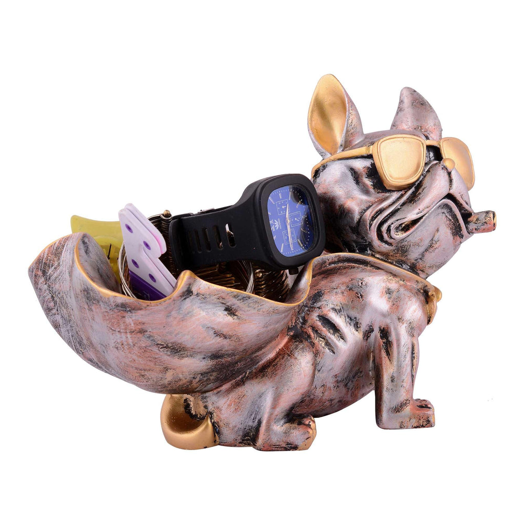 Cool Bulldog Figurine Storage Organizer – Resin Dog Statue with Sunglasses & Golden Accents, Jewelry & Watch Holder for Home Décor (BLACKLUXE CRAFTS) - BLACKLUXECRAFTS