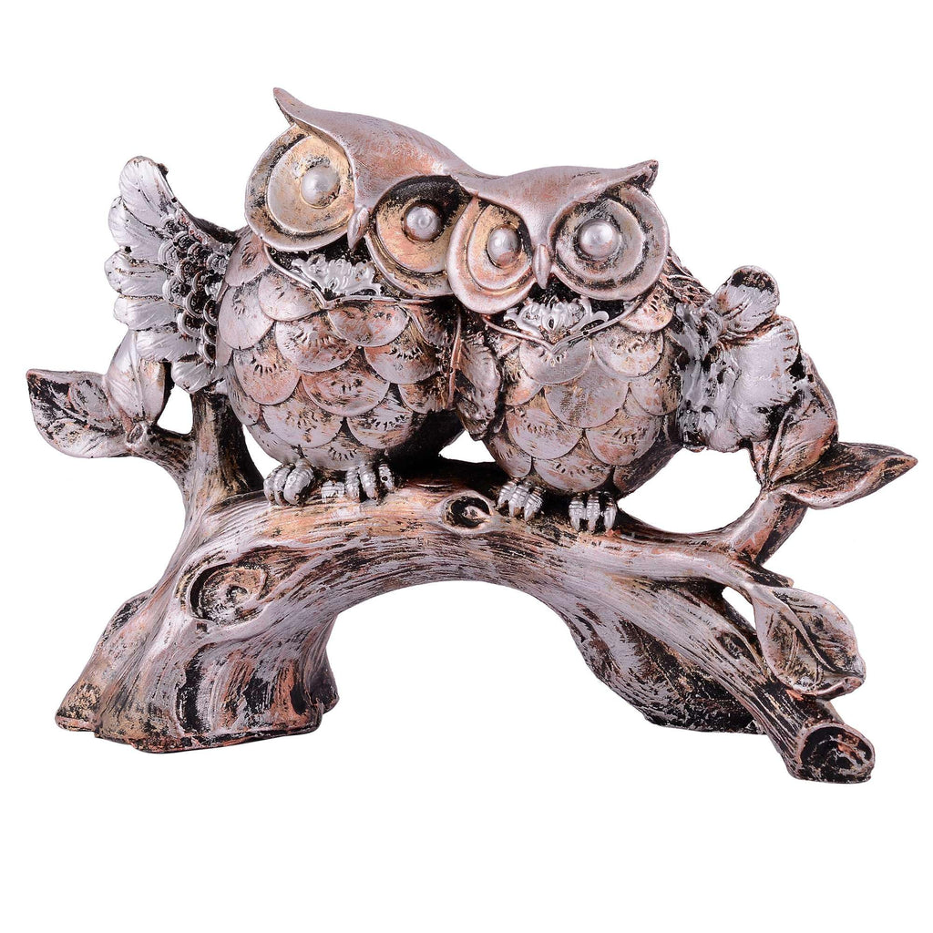 Vintage Twin Owl Figurine on Tree Branch – Handcrafted Resin Owl Statue for Home Décor & Gifting (BLACKLUXE CRAFTS) - BLACKLUXECRAFTS