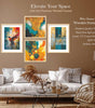 Abstract Wall Art Set of 4 – Modern Colorful Canvas Prints with Bird & Geometric Design | Contemporary Wall Decor for Living Room, Bedroom & Office ( 36X24 Inches ) (BLACKLUXE CRAFTS) - BLACKLUXECRAFTS