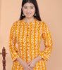 Women's Cotton Floral Printed Mandarin Collar A-Line Kurti with Pant (Orange) (BLACKLUXE CRAFTS) - BLACKLUXECRAFTS