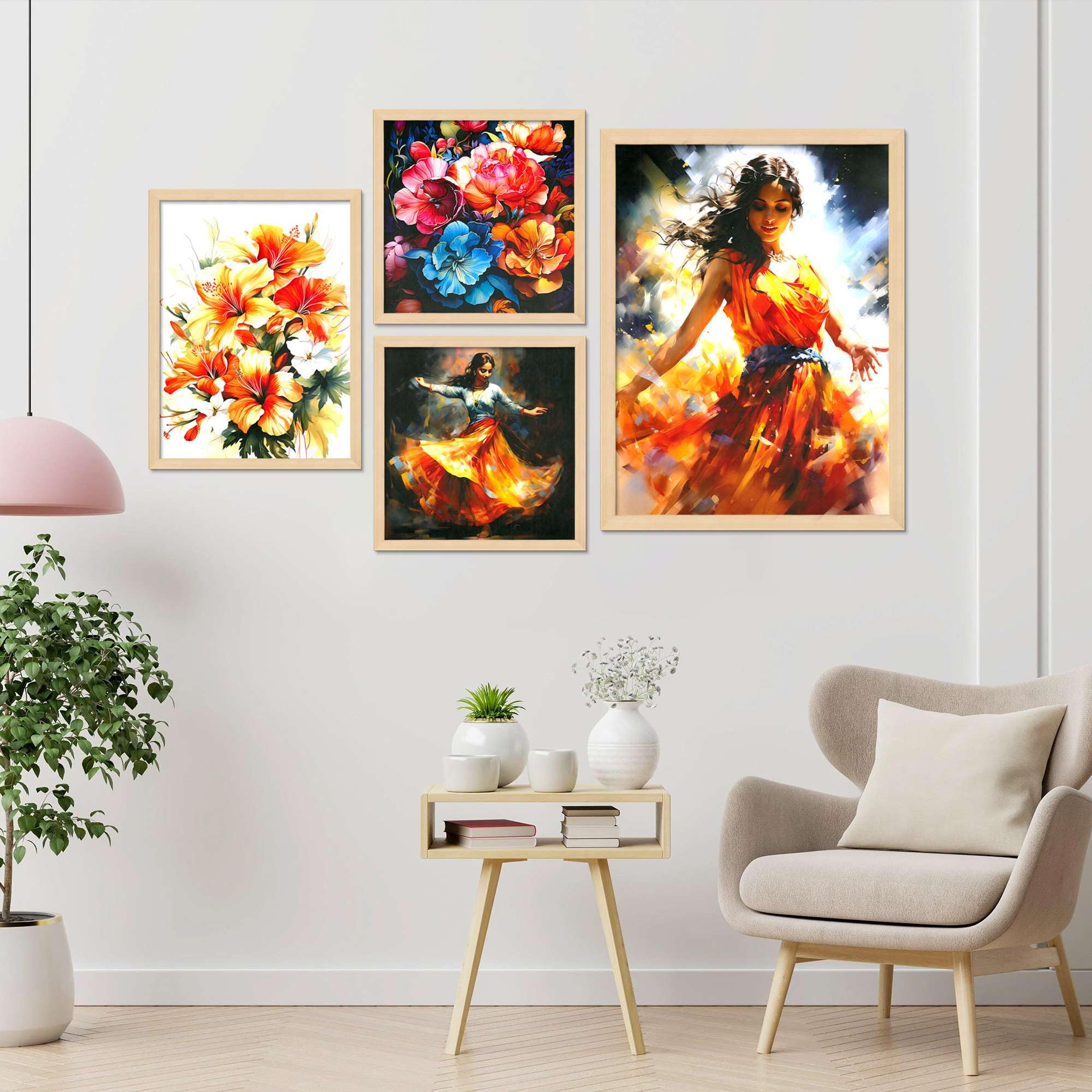 Floral & Dance Wall Art Set – Vibrant Modern Canvas Prints | Handmade Indian Home Decor for Living Room, Bedroom & Office
( 36X24 Inches ) (BLACKLUXE CRAFTS) - BLACKLUXECRAFTS